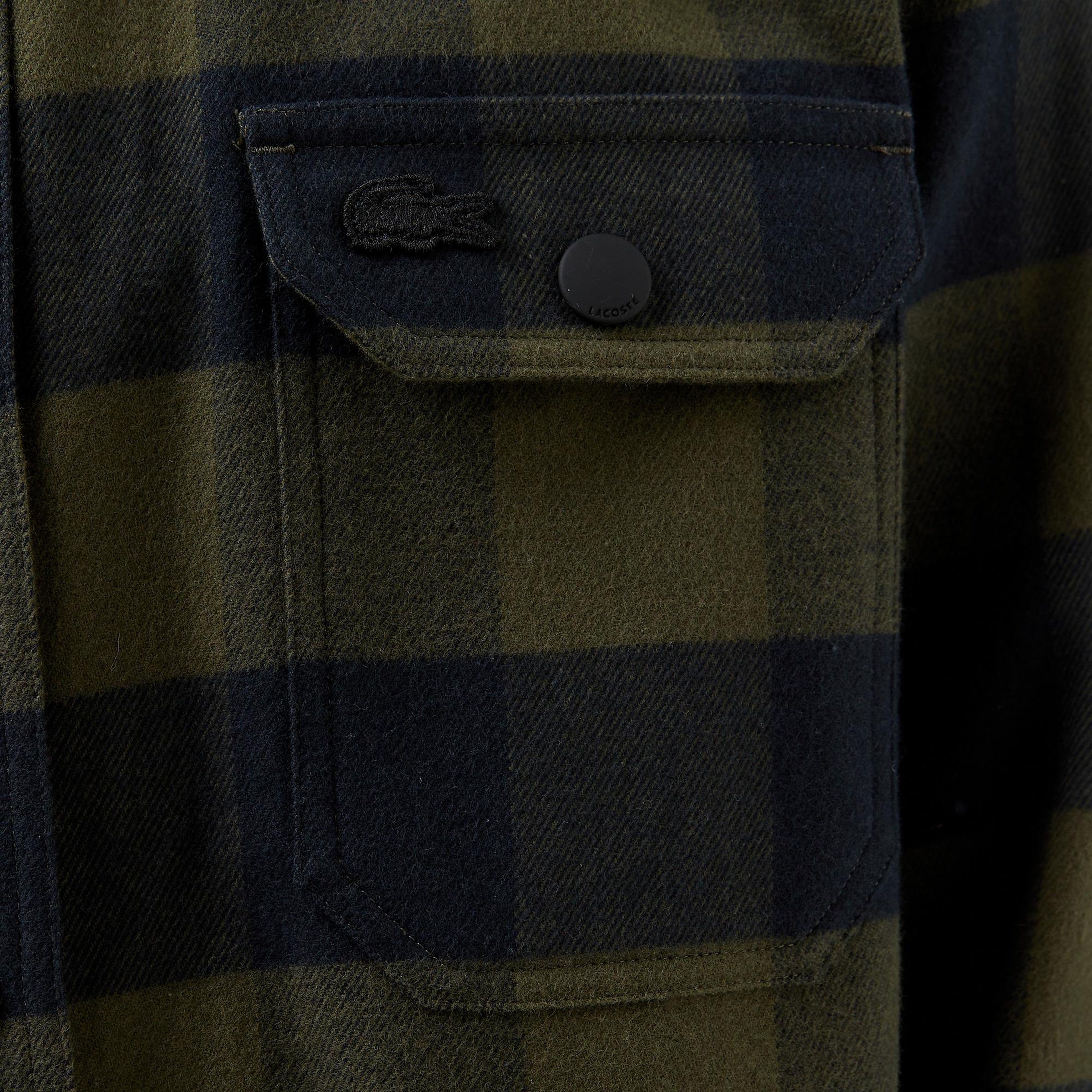 Erkek Slim Fit Ekose Yeşil Gömlek