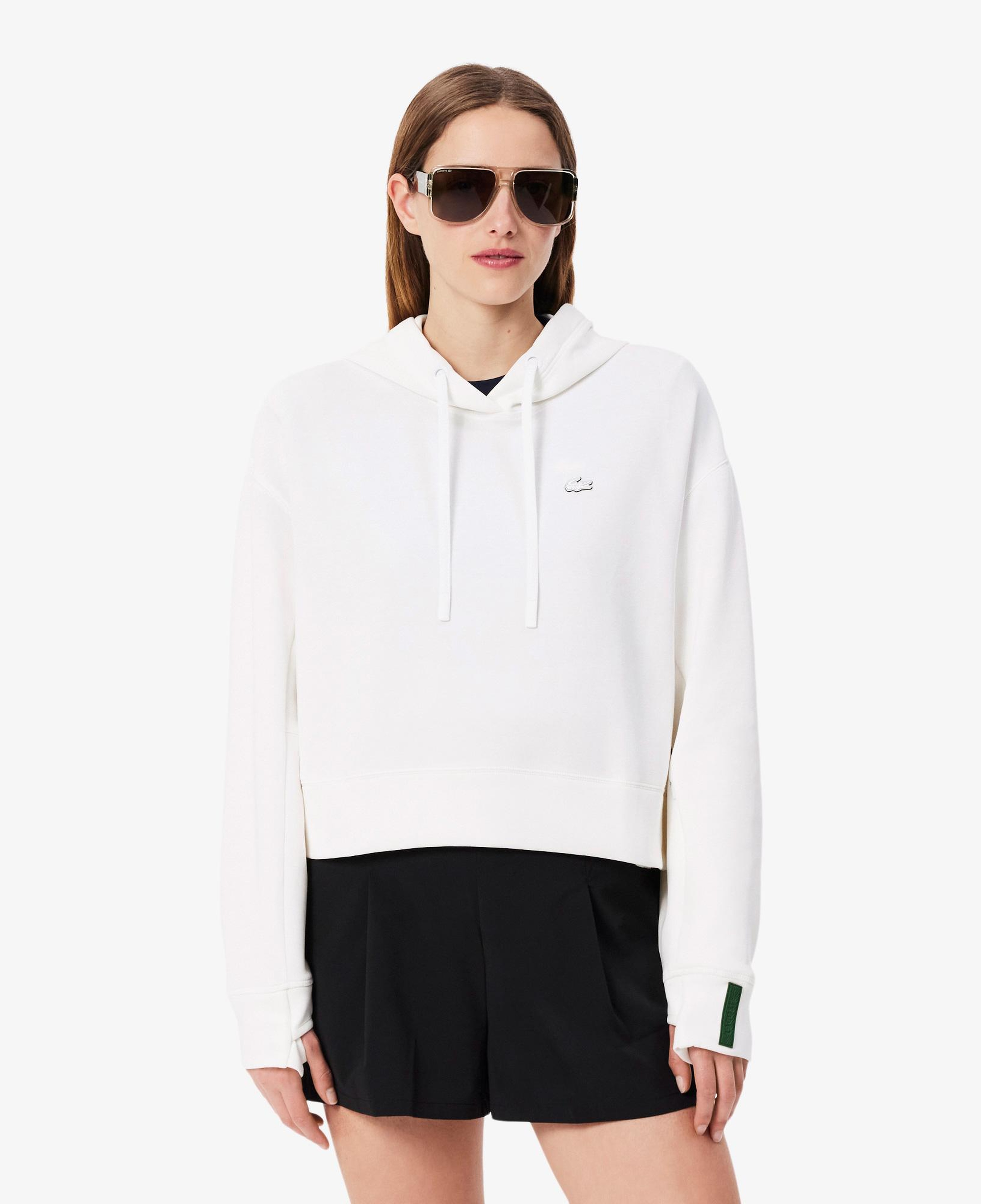 Lacoste Kadın Relaxed Fit Kapüşonlu Beyaz Sweatshirt