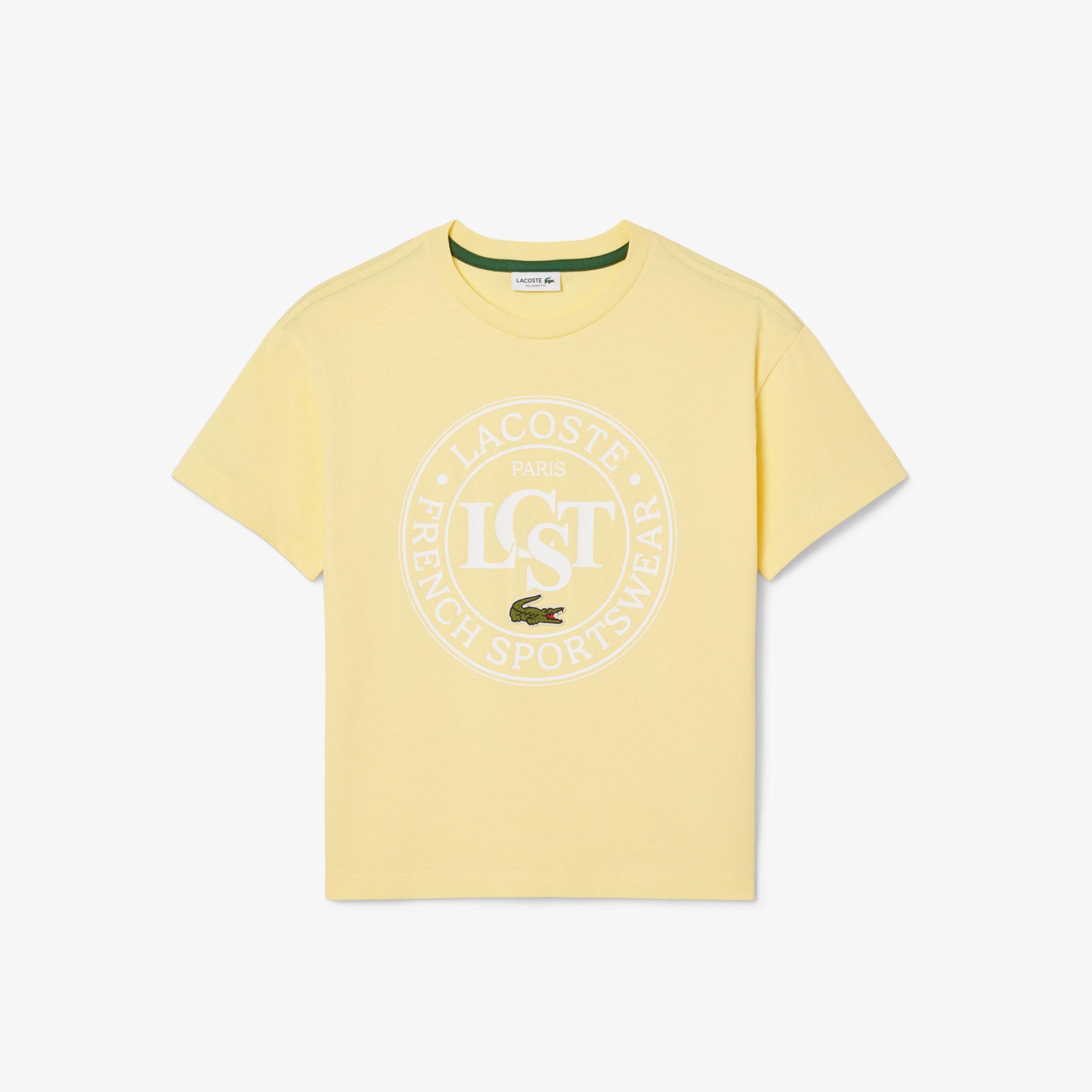 Lacoste Çocuk Bisiklet Yaka Baskılı Sarı T-Shirt