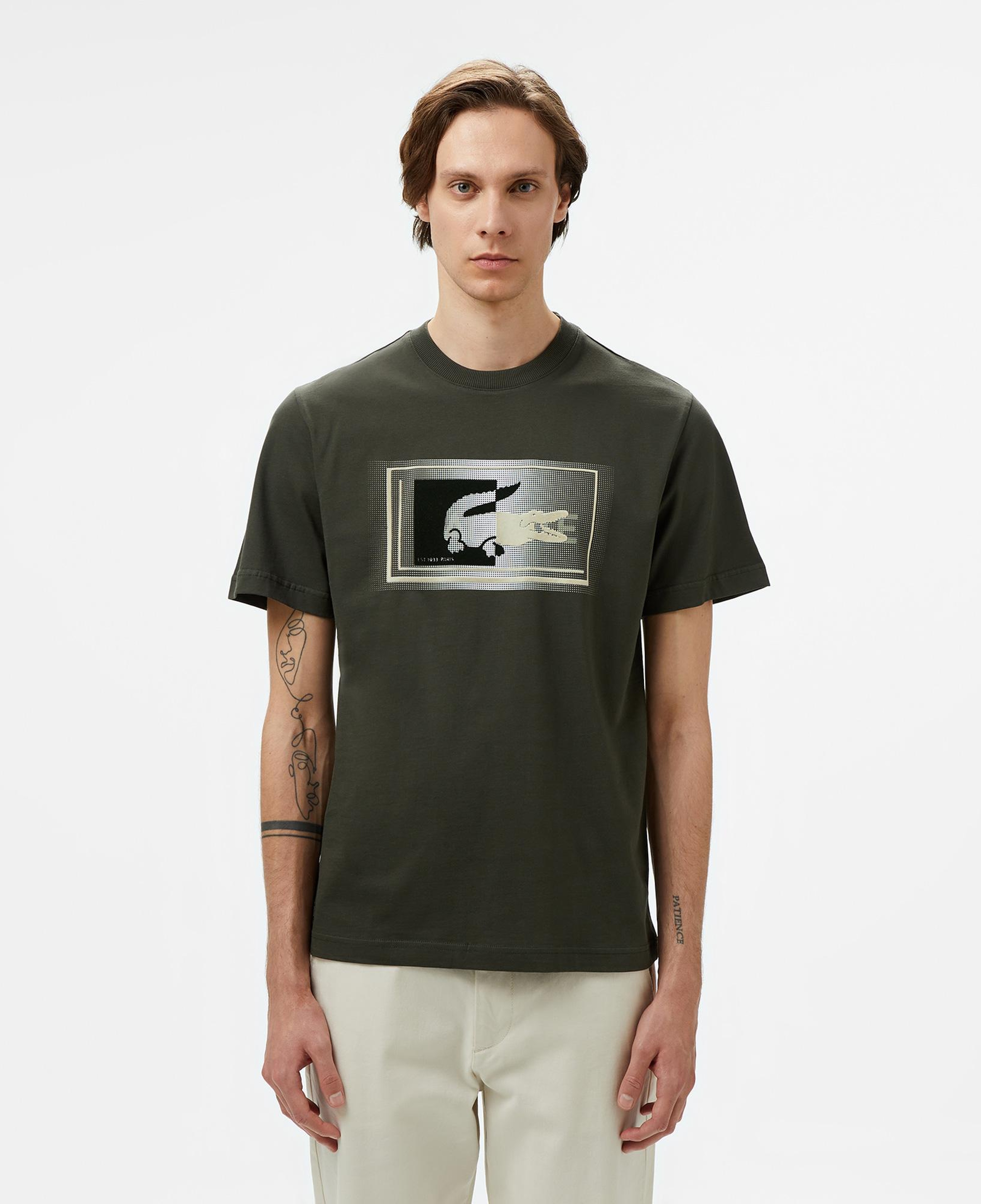Lacoste Erkek Regular Fit Bisiklet Yaka Baskılı Haki T-Shirt