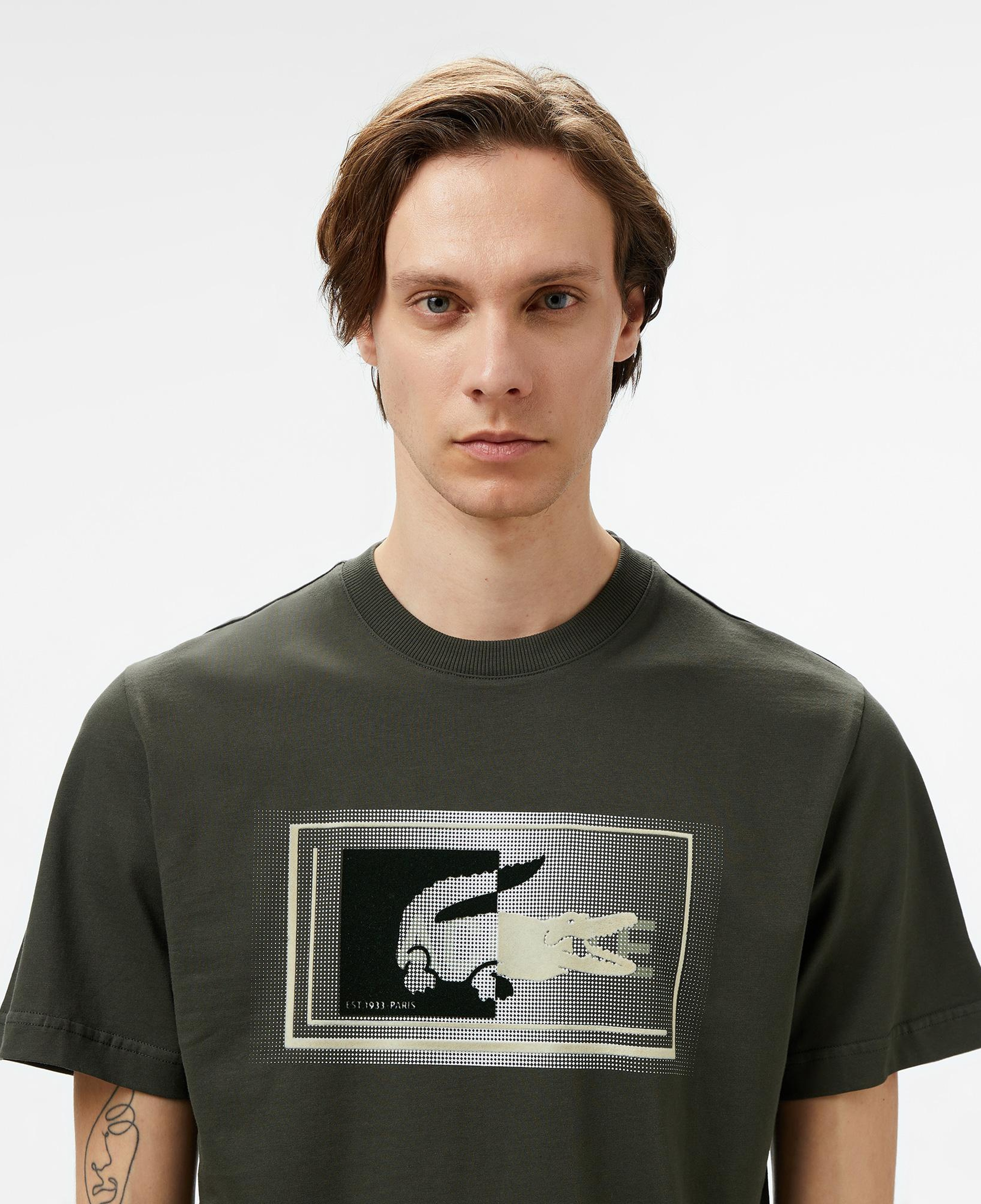 Lacoste Erkek Regular Fit Bisiklet Yaka Baskılı Haki T-Shirt