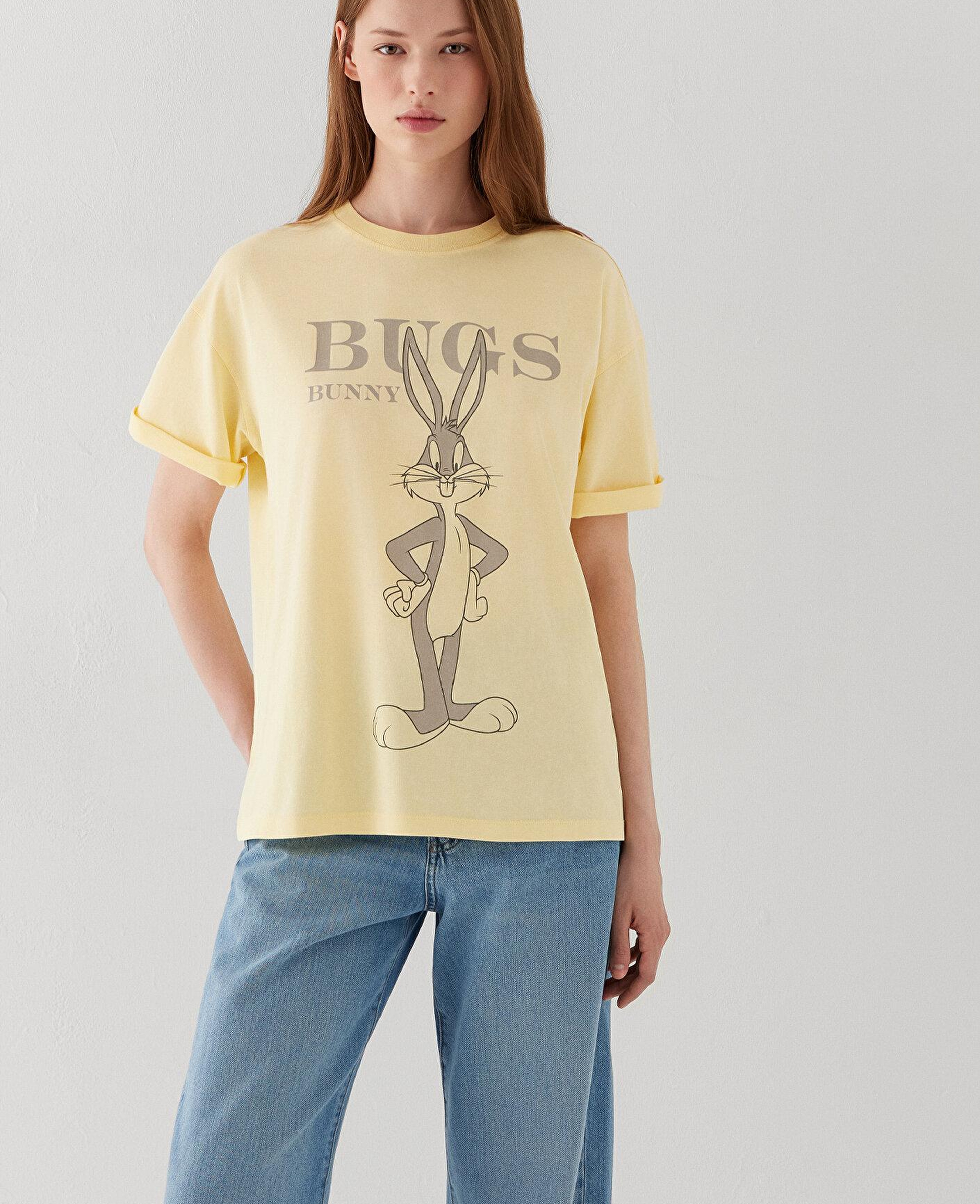 Mavi Bej Tişört Loose Fit / Bol Rahat Kesim 1614349-84571