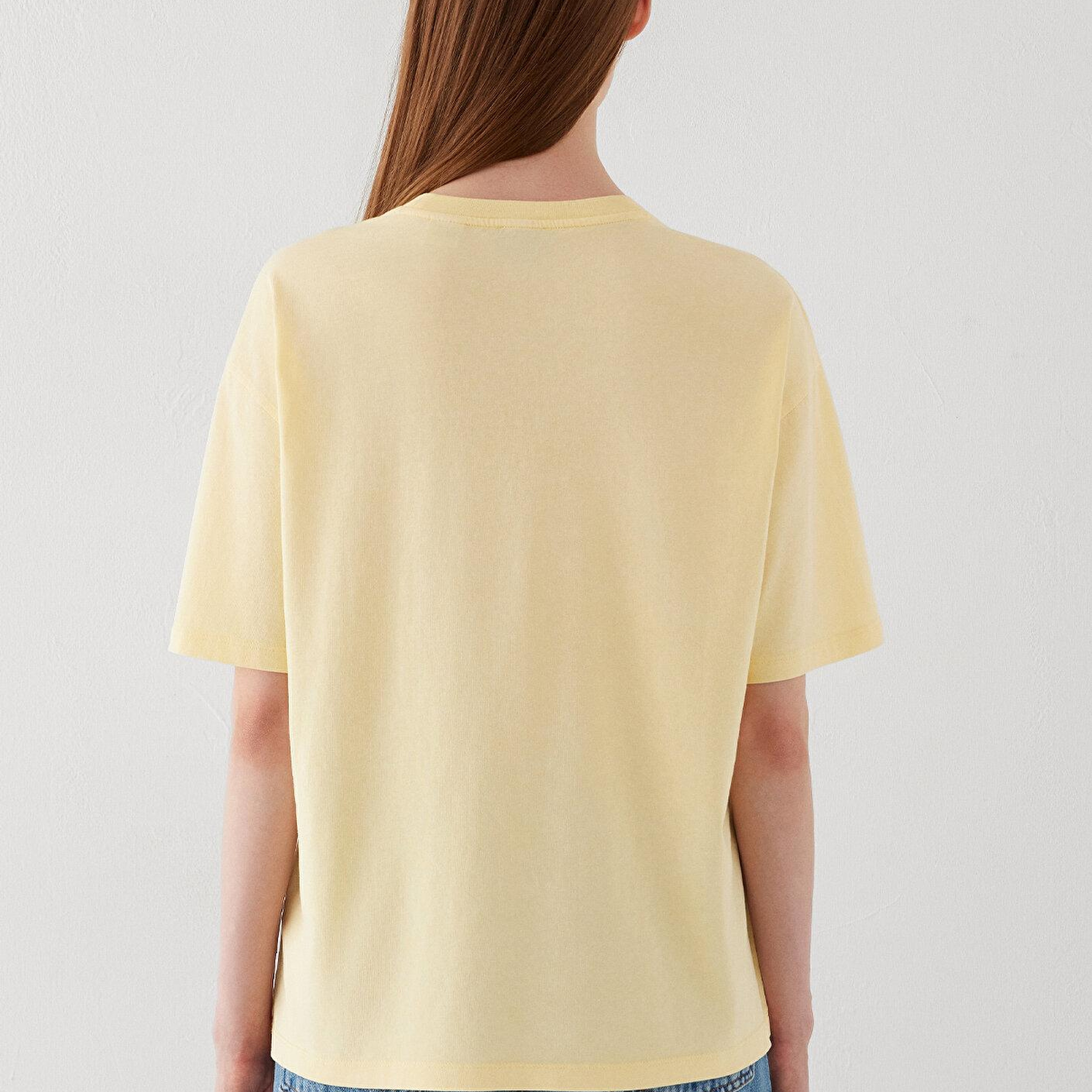 Mavi Bej Tişört Loose Fit / Bol Rahat Kesim 1614349-84571