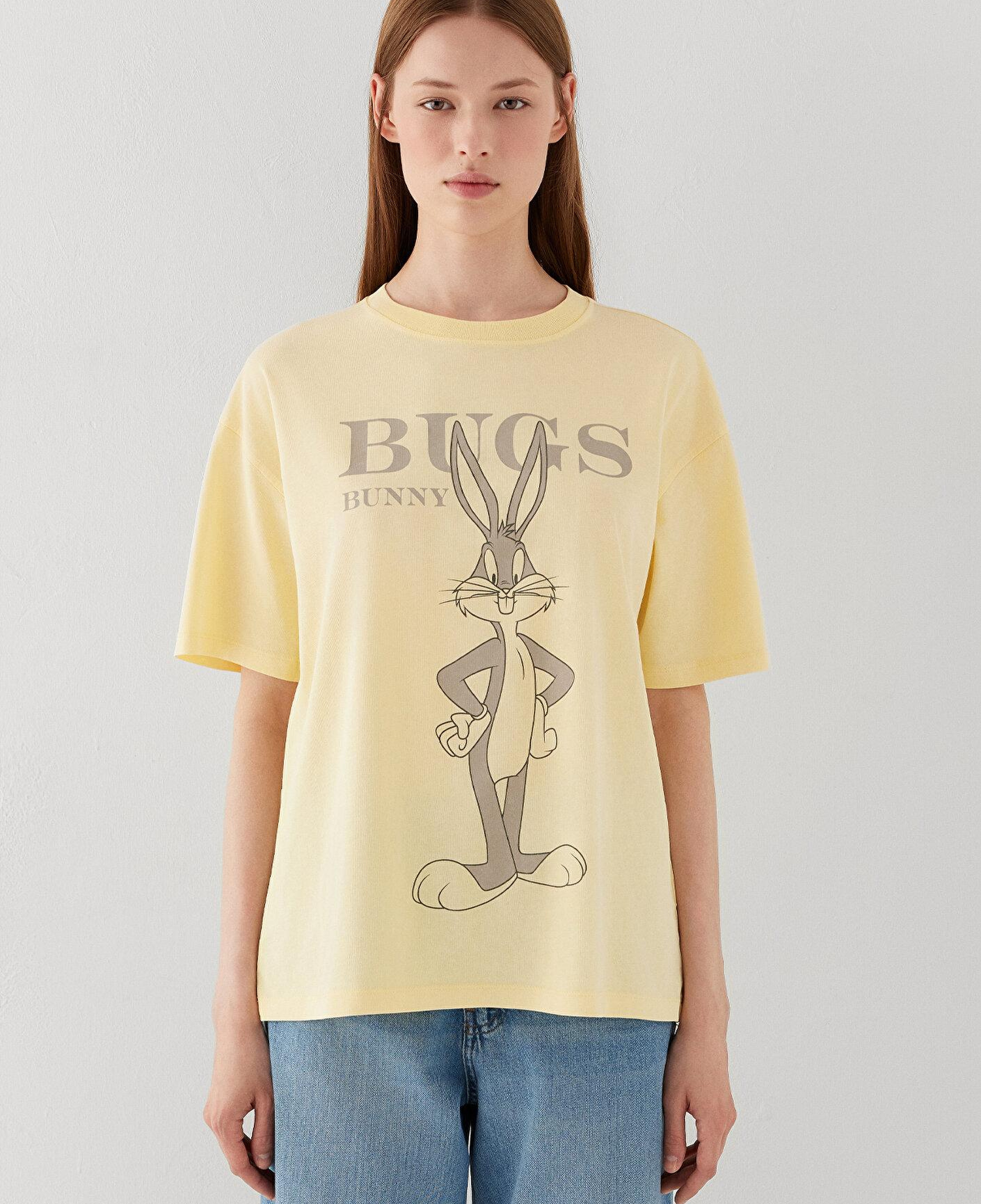 Mavi Bej Tişört Loose Fit / Bol Rahat Kesim 1614349-84571