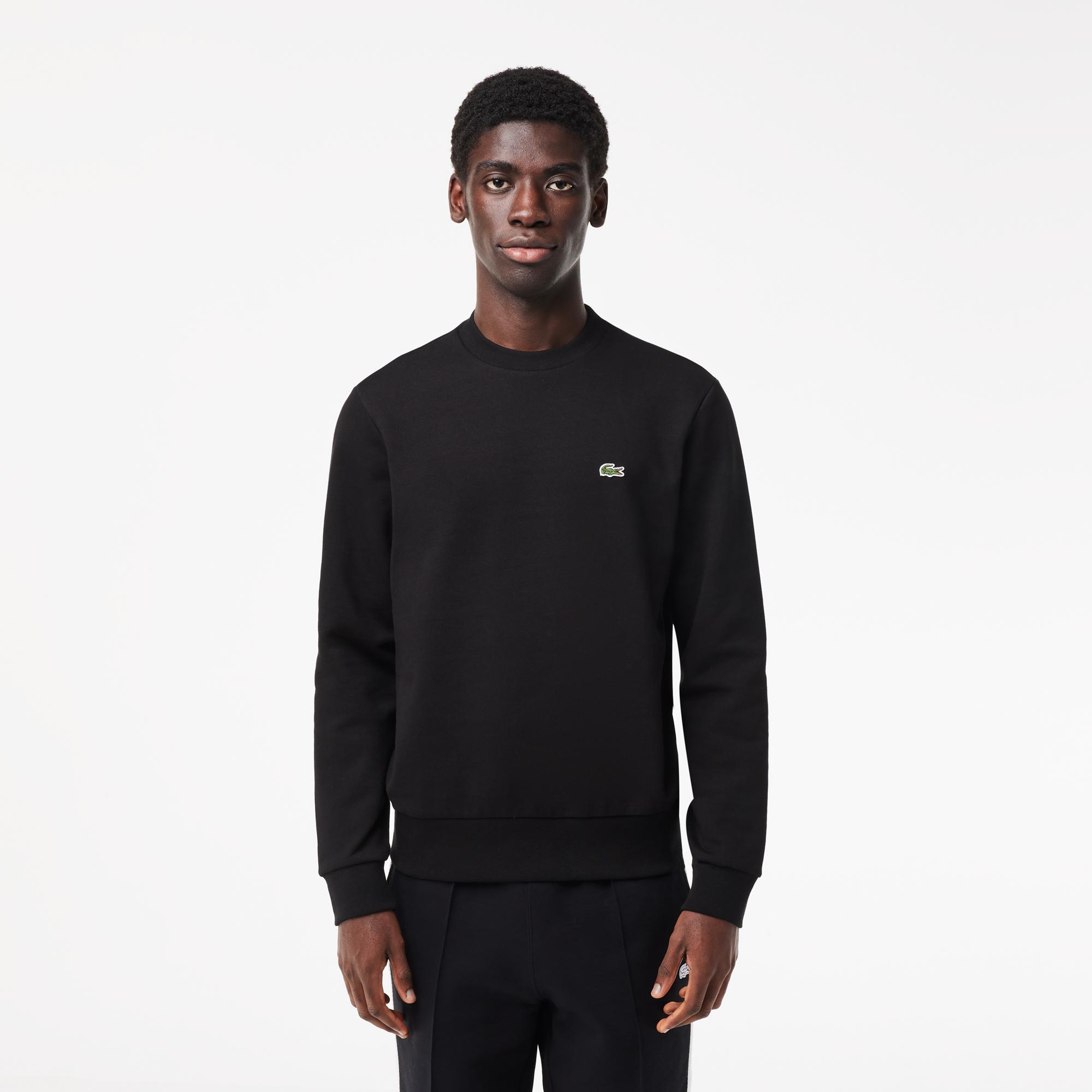 Erkek Classic Fit Bisiklet Yaka Organik Pamuk Siyah Sweatshirt