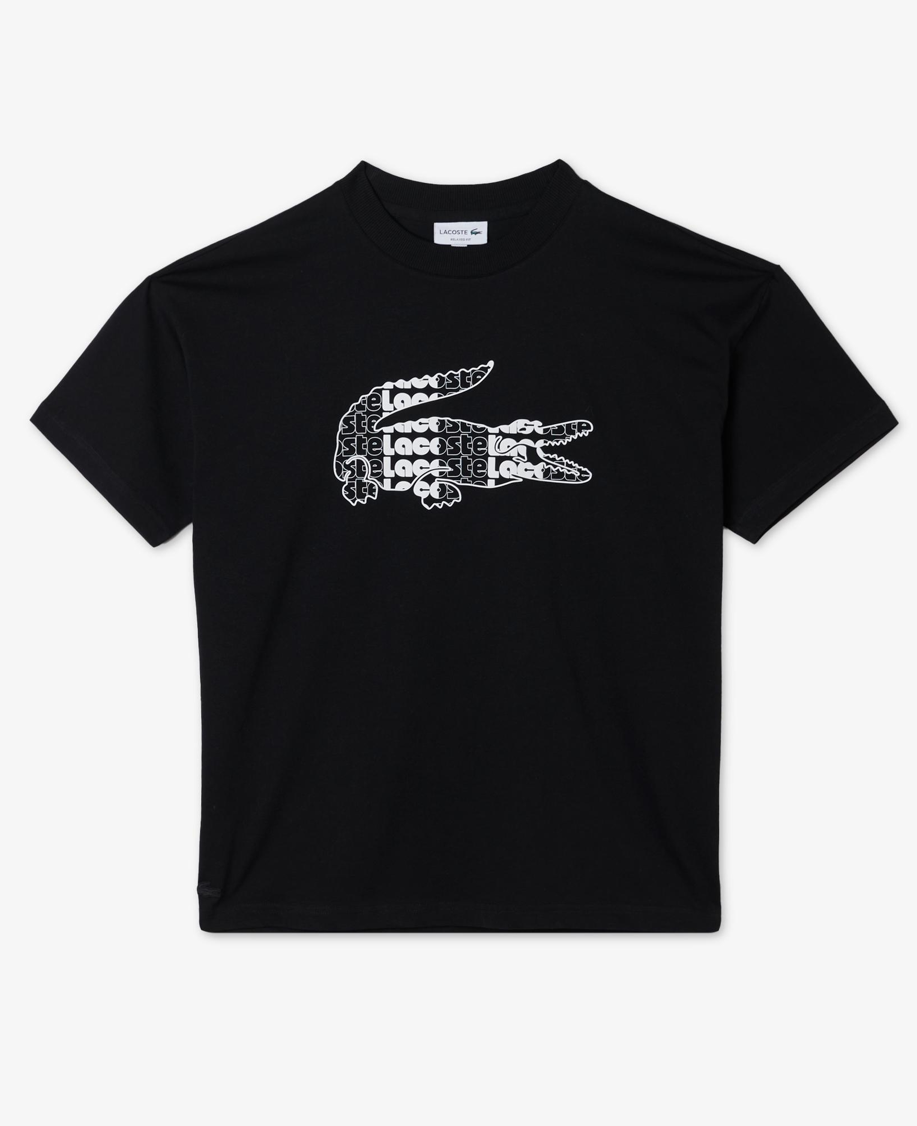 Lacoste Erkek Relaxed Fit Bisiklet Yaka Baskılı Siyah T-Shirt