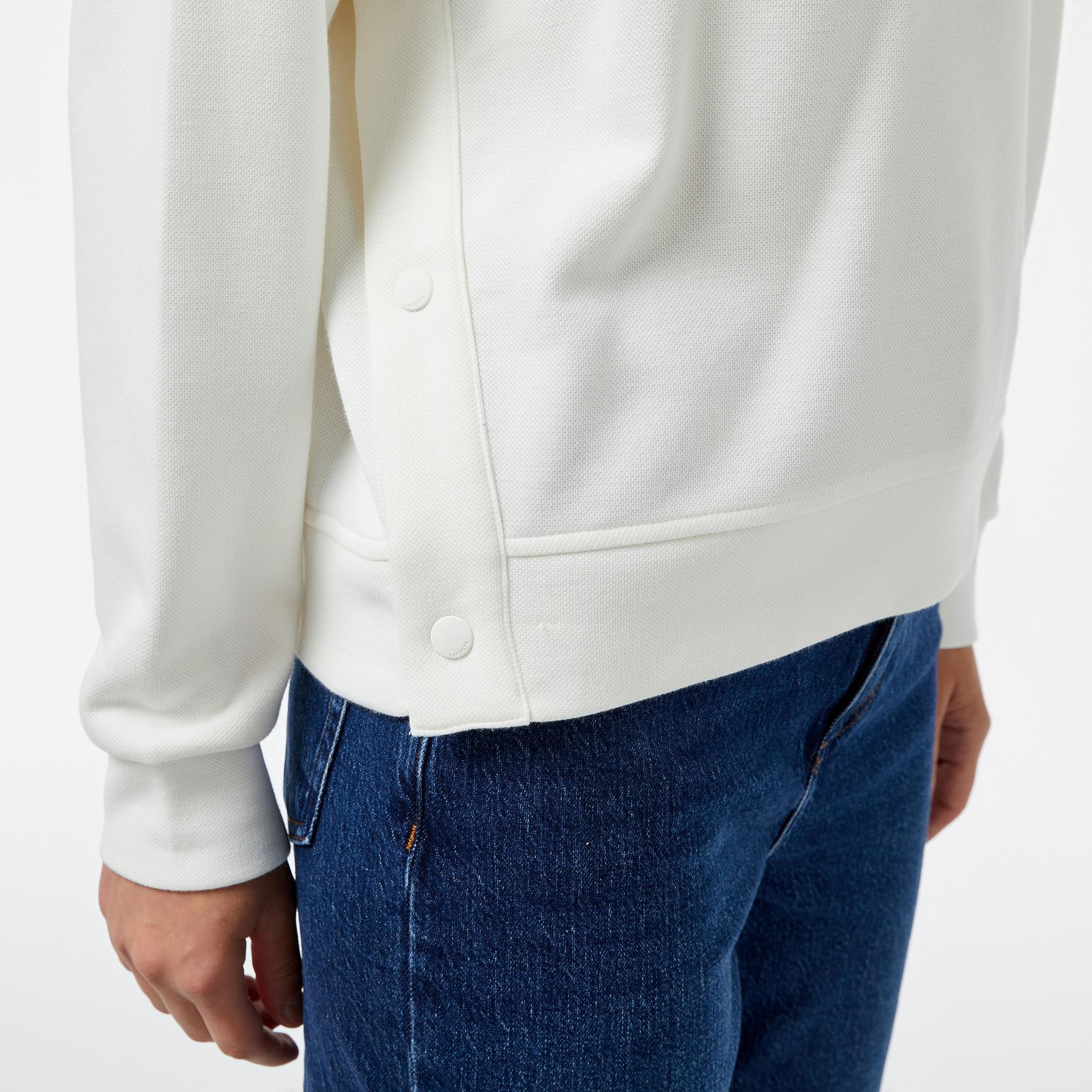 Lacoste Kadın Regular Fit Fermuarlı Dik Yaka Beyaz Sweatshirt