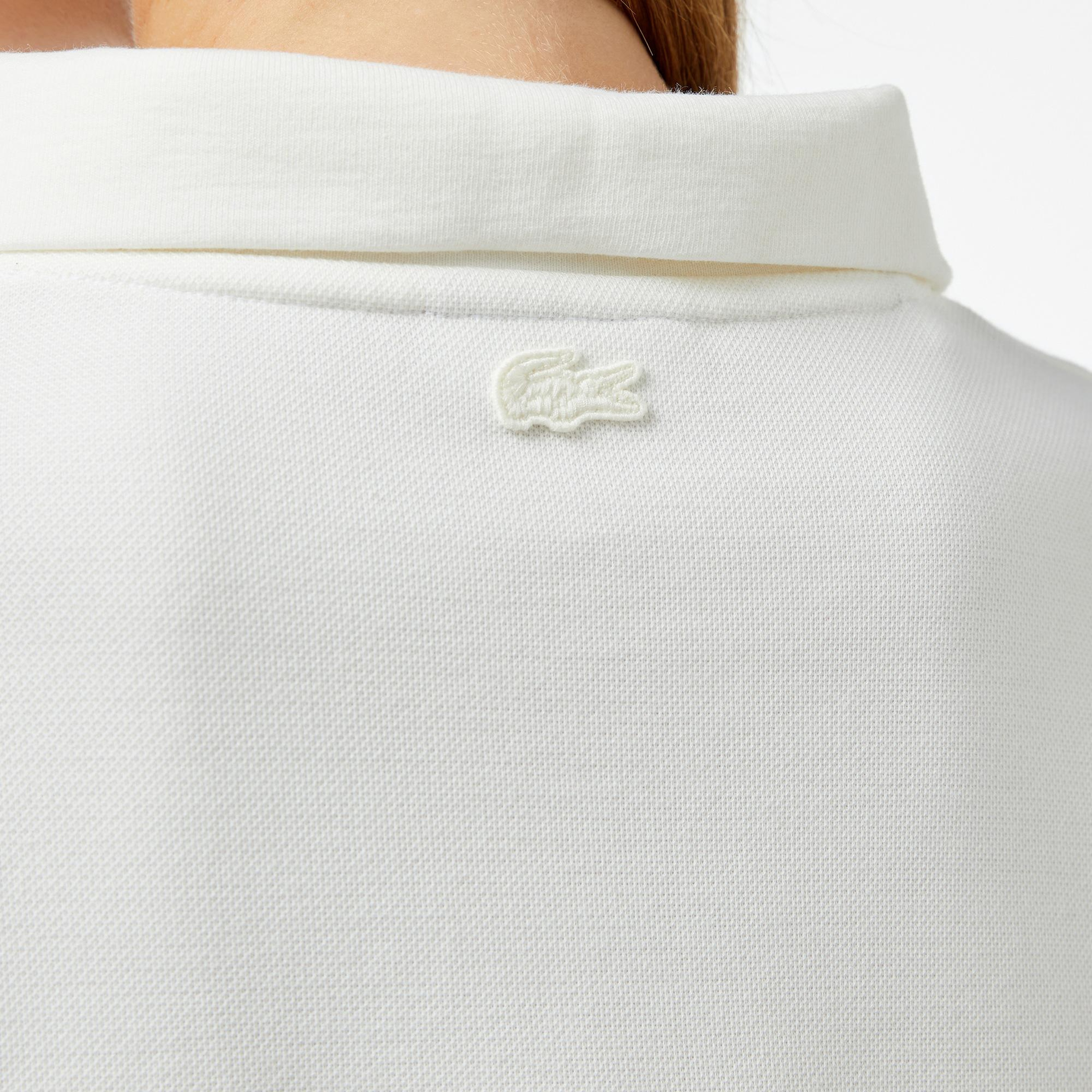 Lacoste Kadın Regular Fit Fermuarlı Dik Yaka Beyaz Sweatshirt