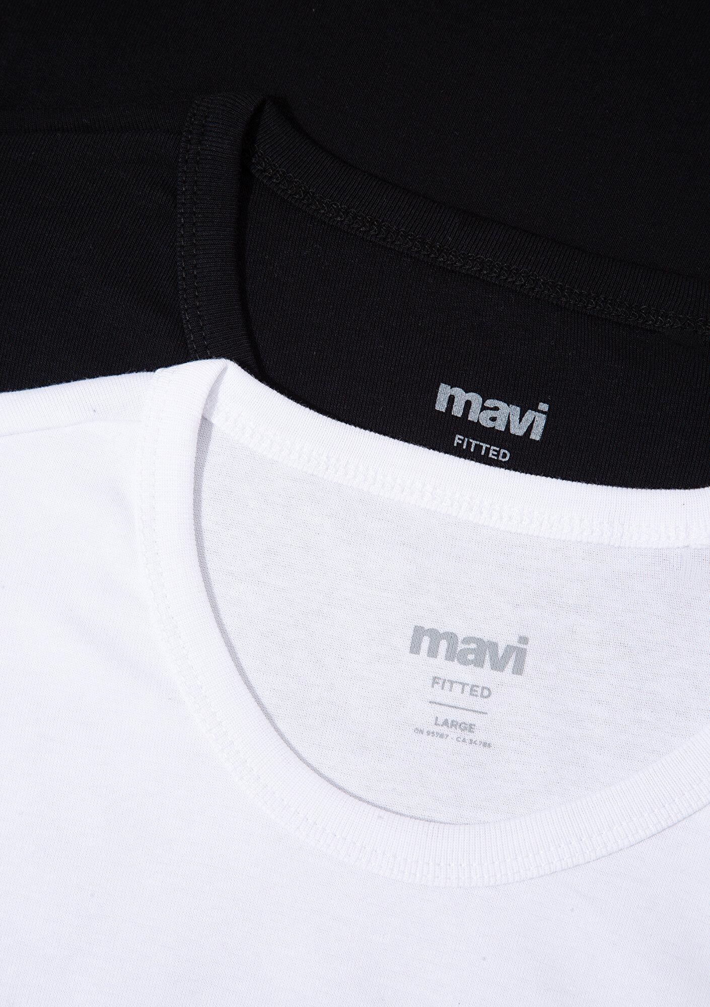 Mavi 2li Bisiklet Yaka Erkek Basic Tişört Fitted / Vücuda Oturan Kesim 0611286-620