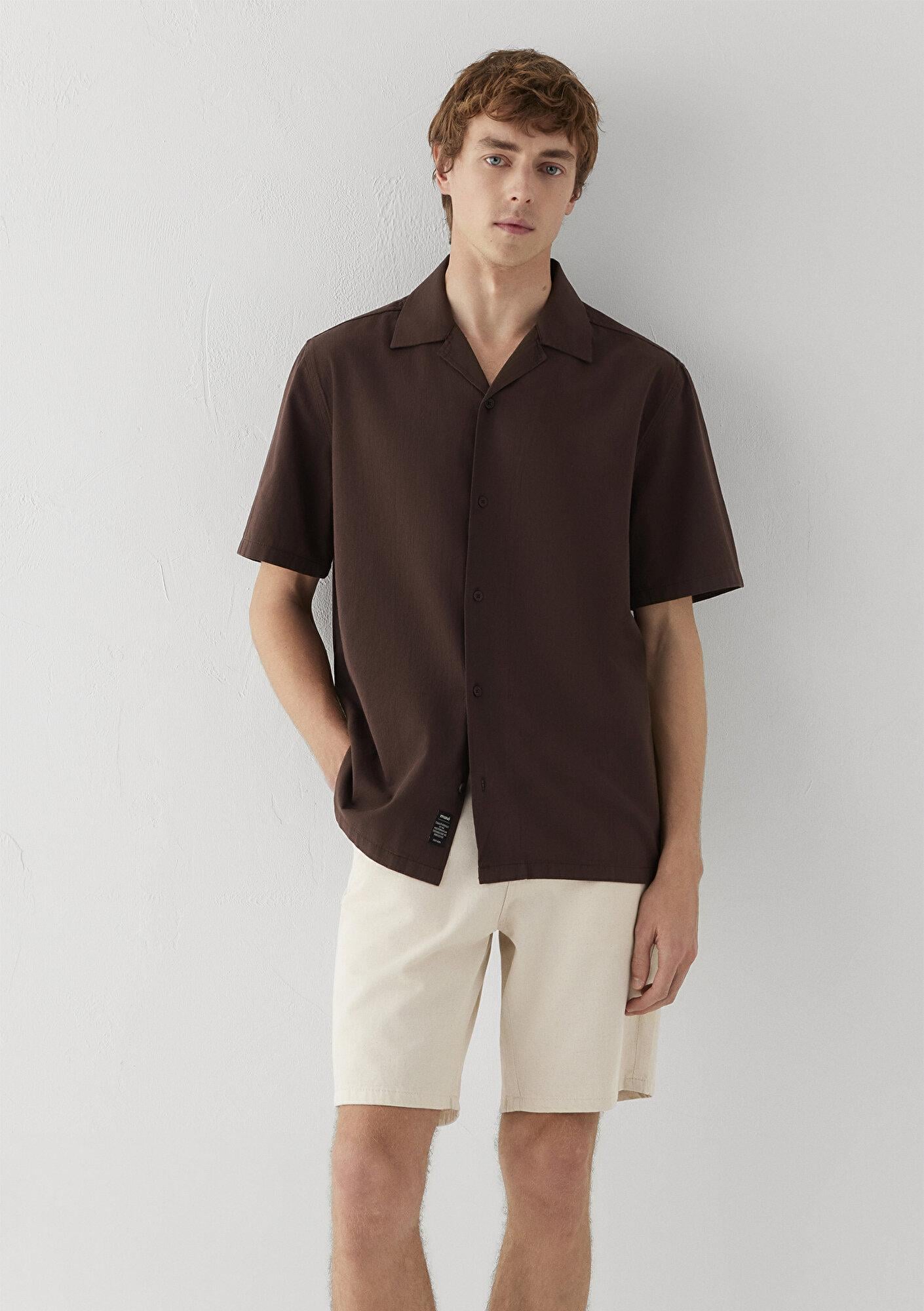 Mavi Kahverengi Gömlek Loose Fit / Bol Rahat Kesim 0211519-70220