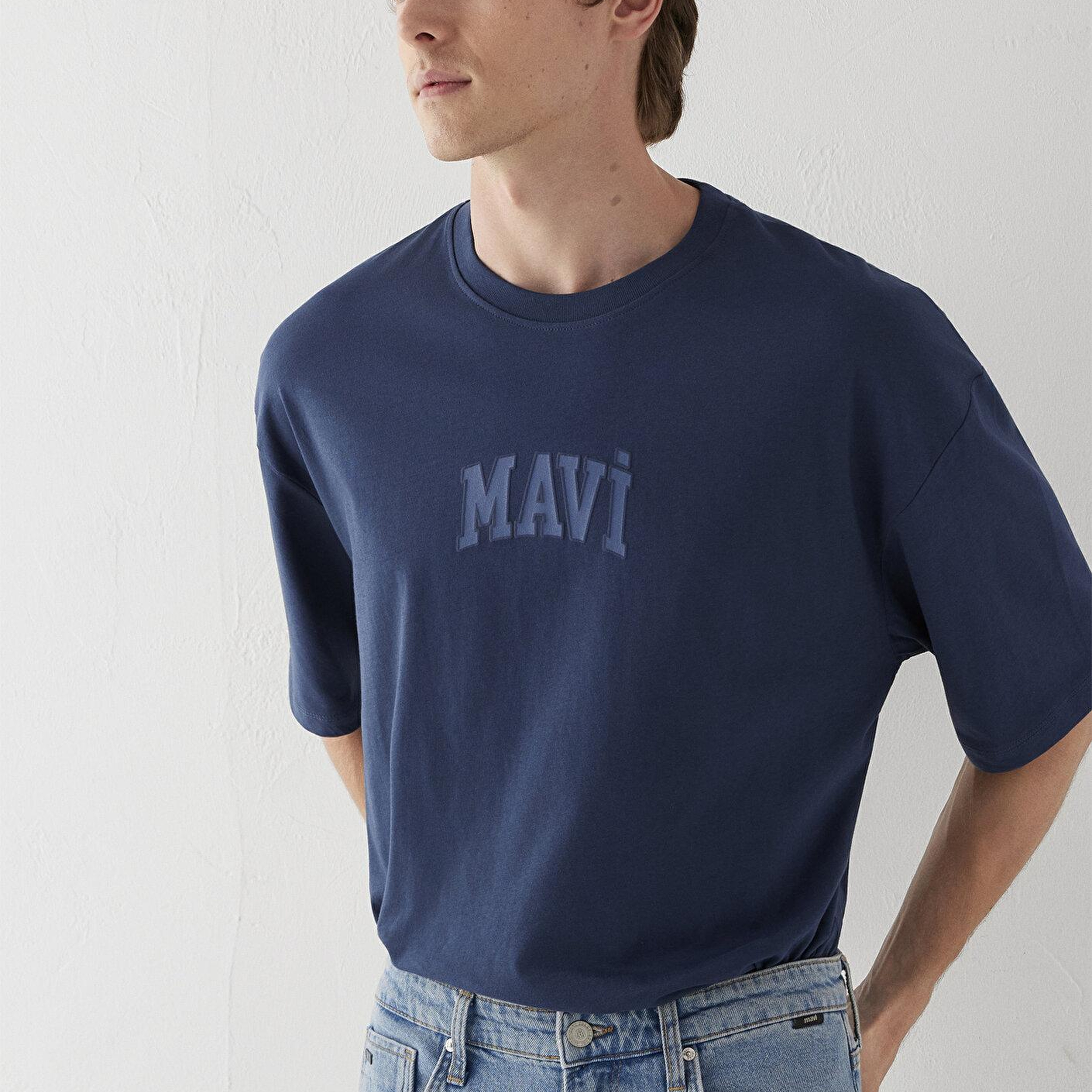 Mavi Mavi Logo Baskılı Mavi Tişört Oversize / Geniş Kesim 0613578-80790