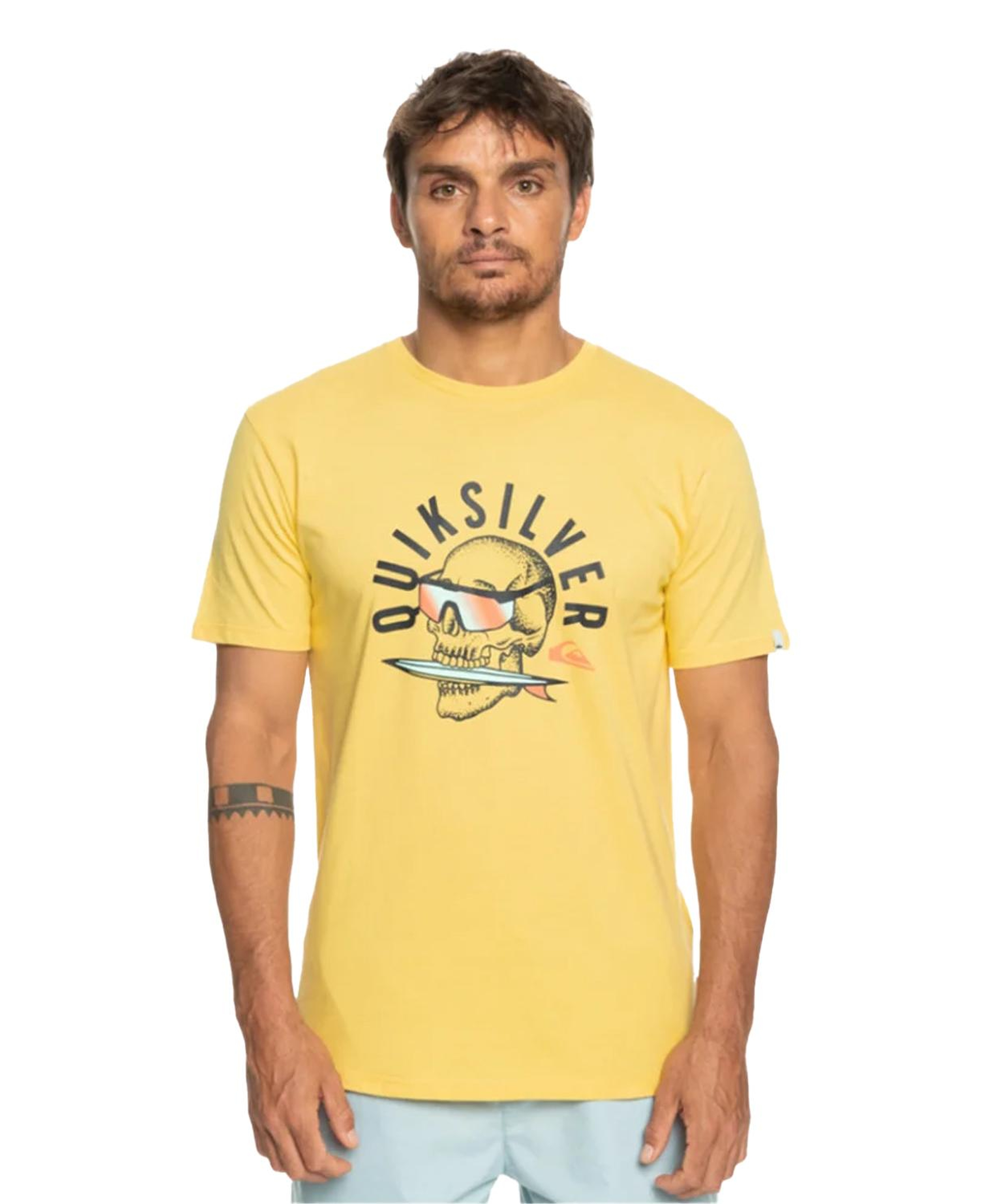 Quiksilver Qsrockinskull Erkek Sarı Tişört