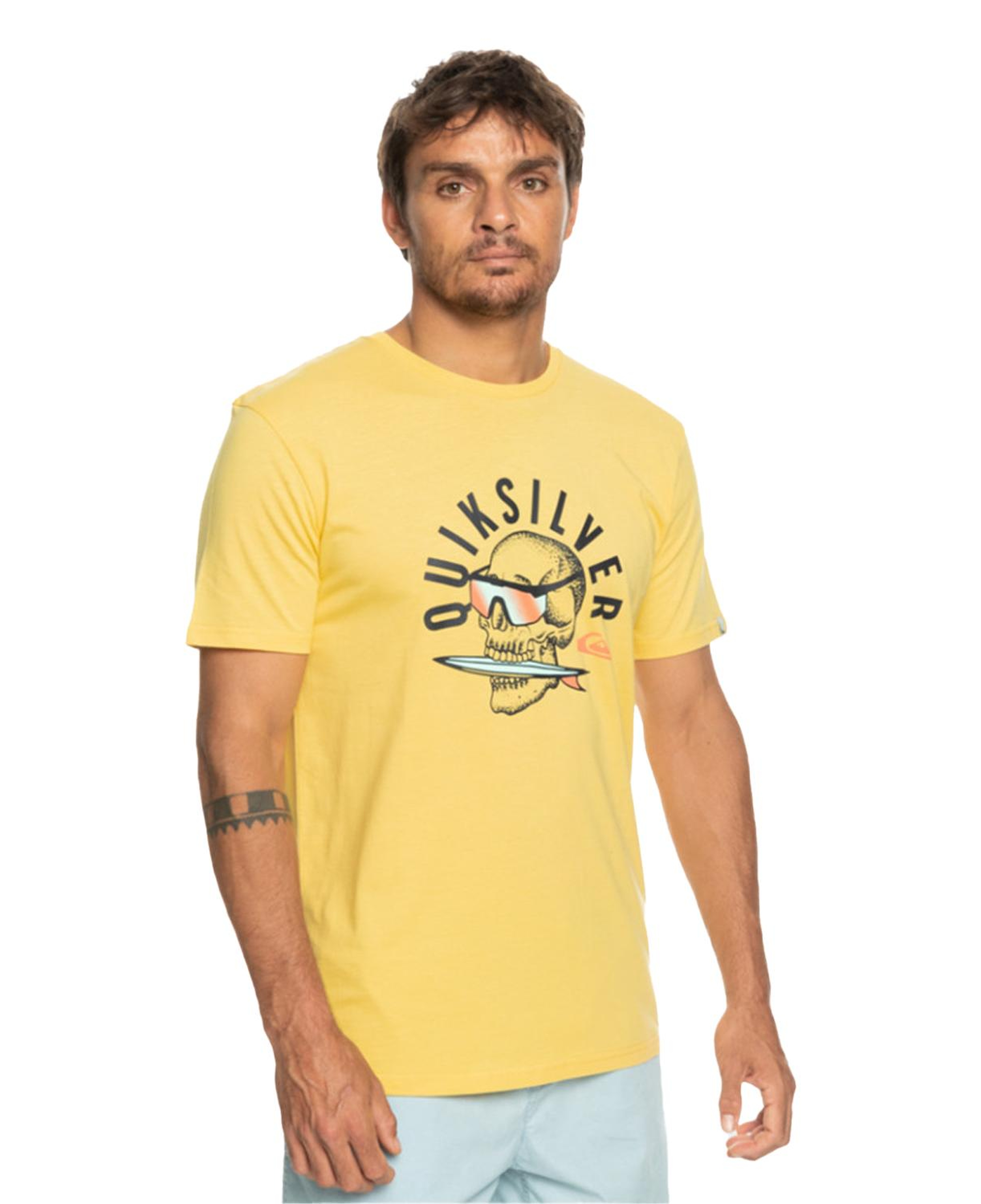 Quiksilver Qsrockinskull Erkek Sarı Tişört