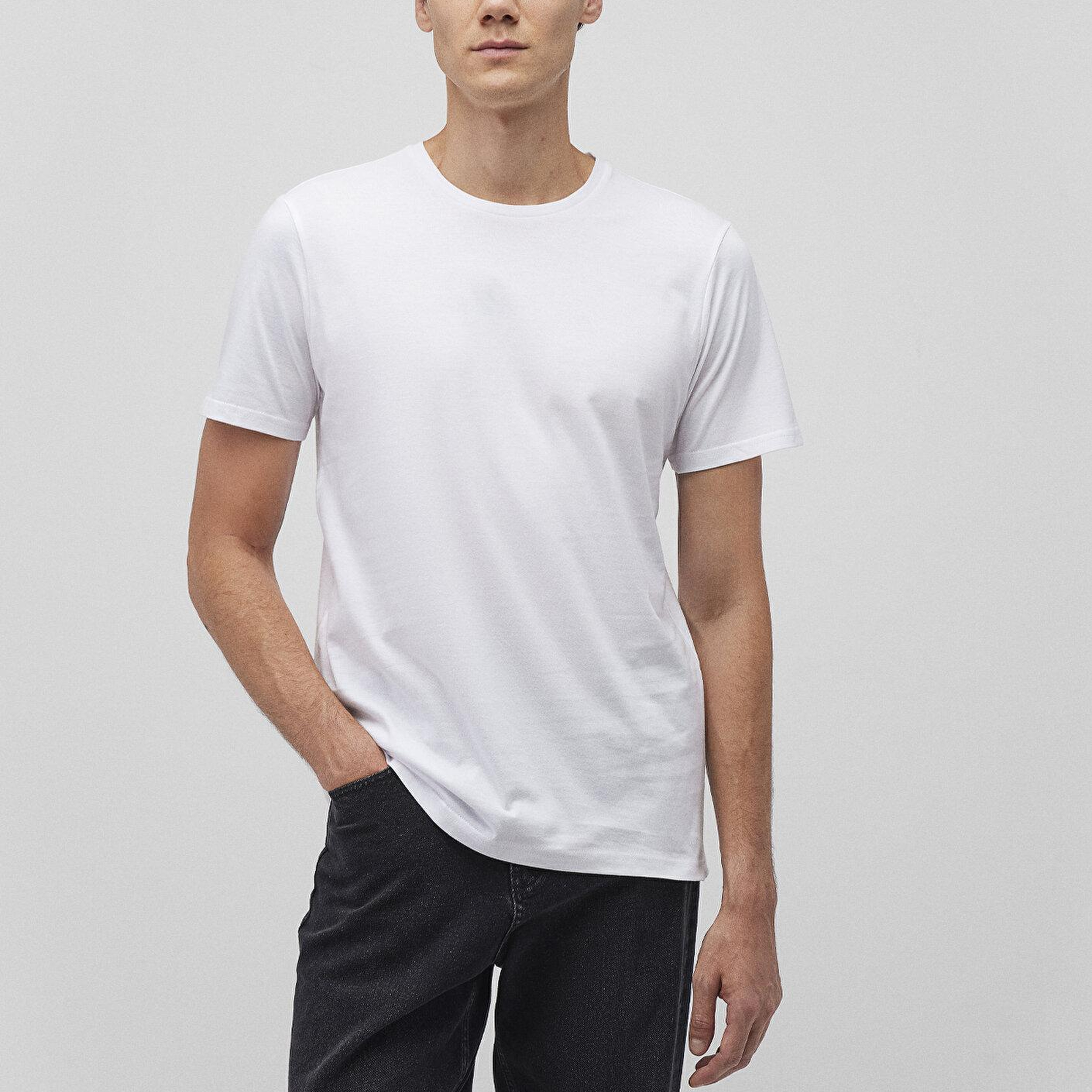 Mavi 2li Bisiklet Yaka Erkek Basic Tişört Slim Fit / Dar Kesim 0611288-620