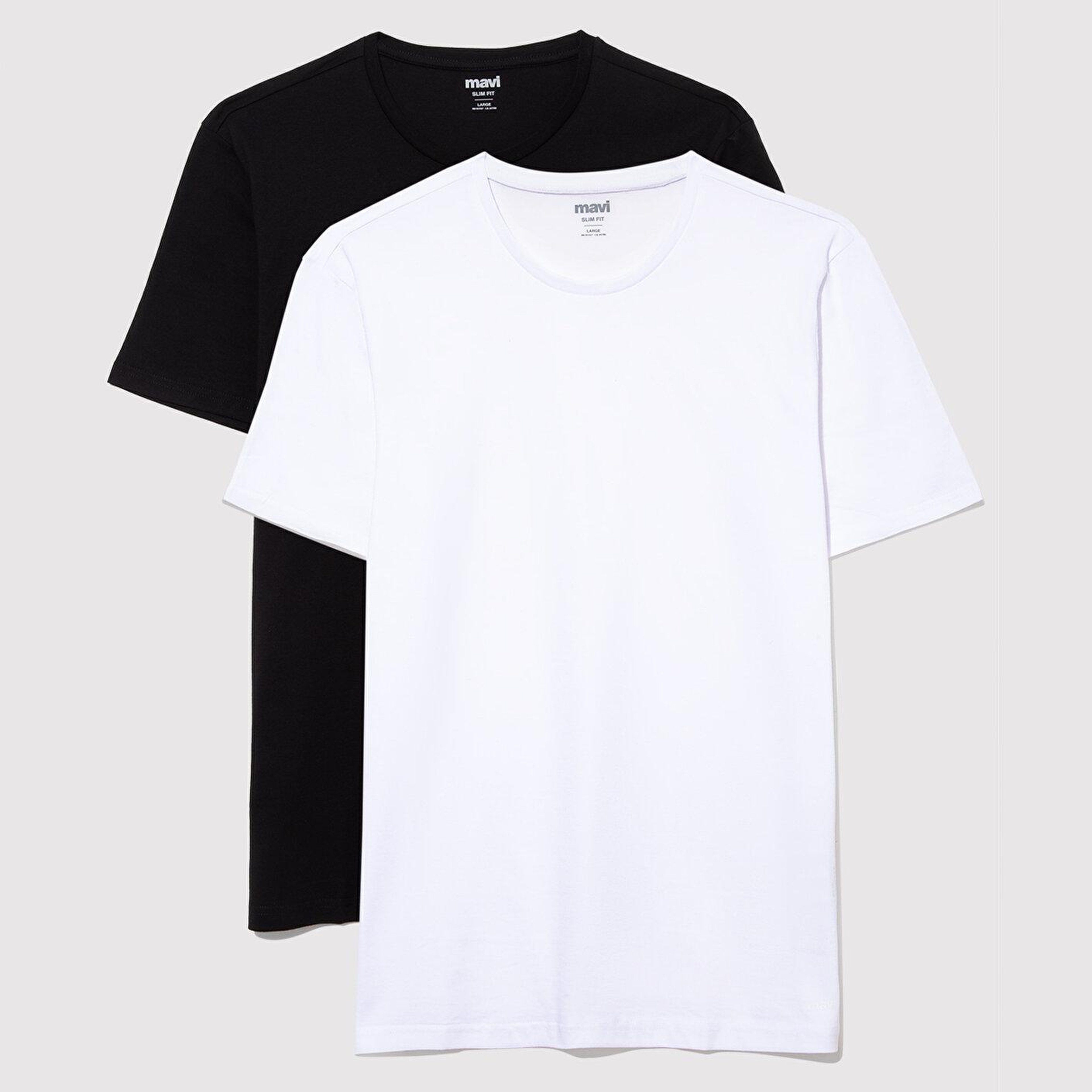 Mavi 2li Bisiklet Yaka Erkek Basic Tişört Slim Fit / Dar Kesim 0611288-620