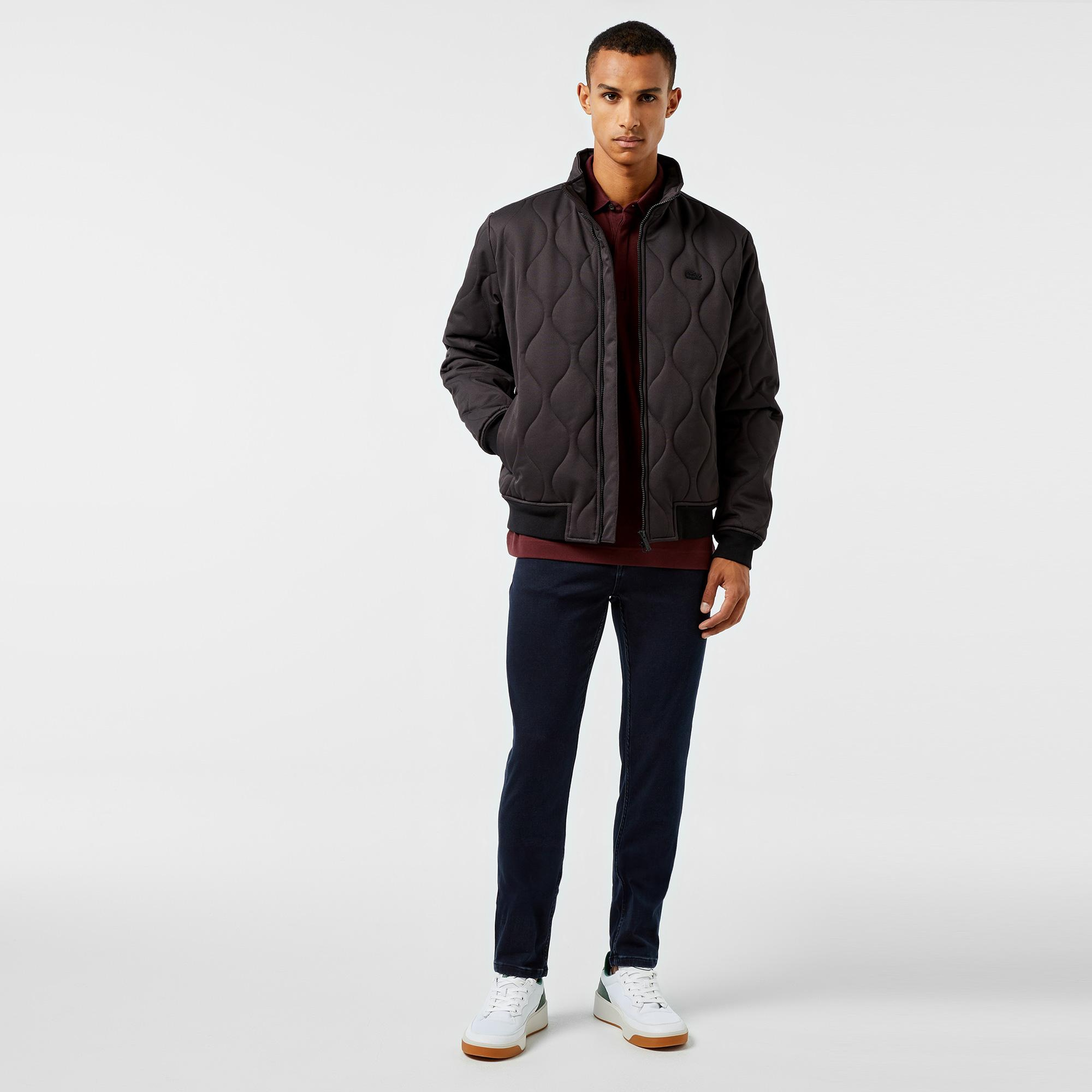 Lacoste Erkek Relaxed Fit Dik Yaka Kapitone Siyah Mont
