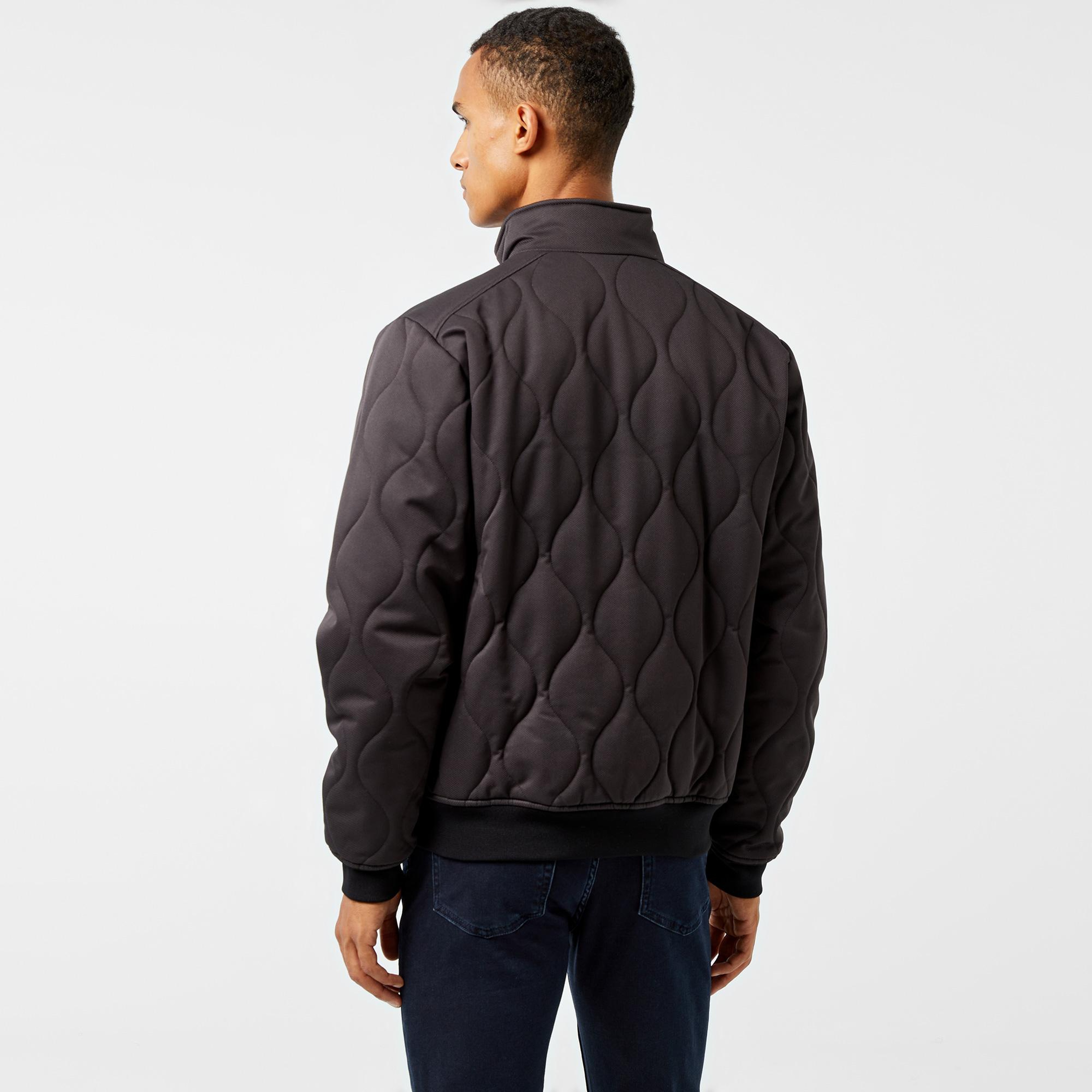 Lacoste Erkek Relaxed Fit Dik Yaka Kapitone Siyah Mont