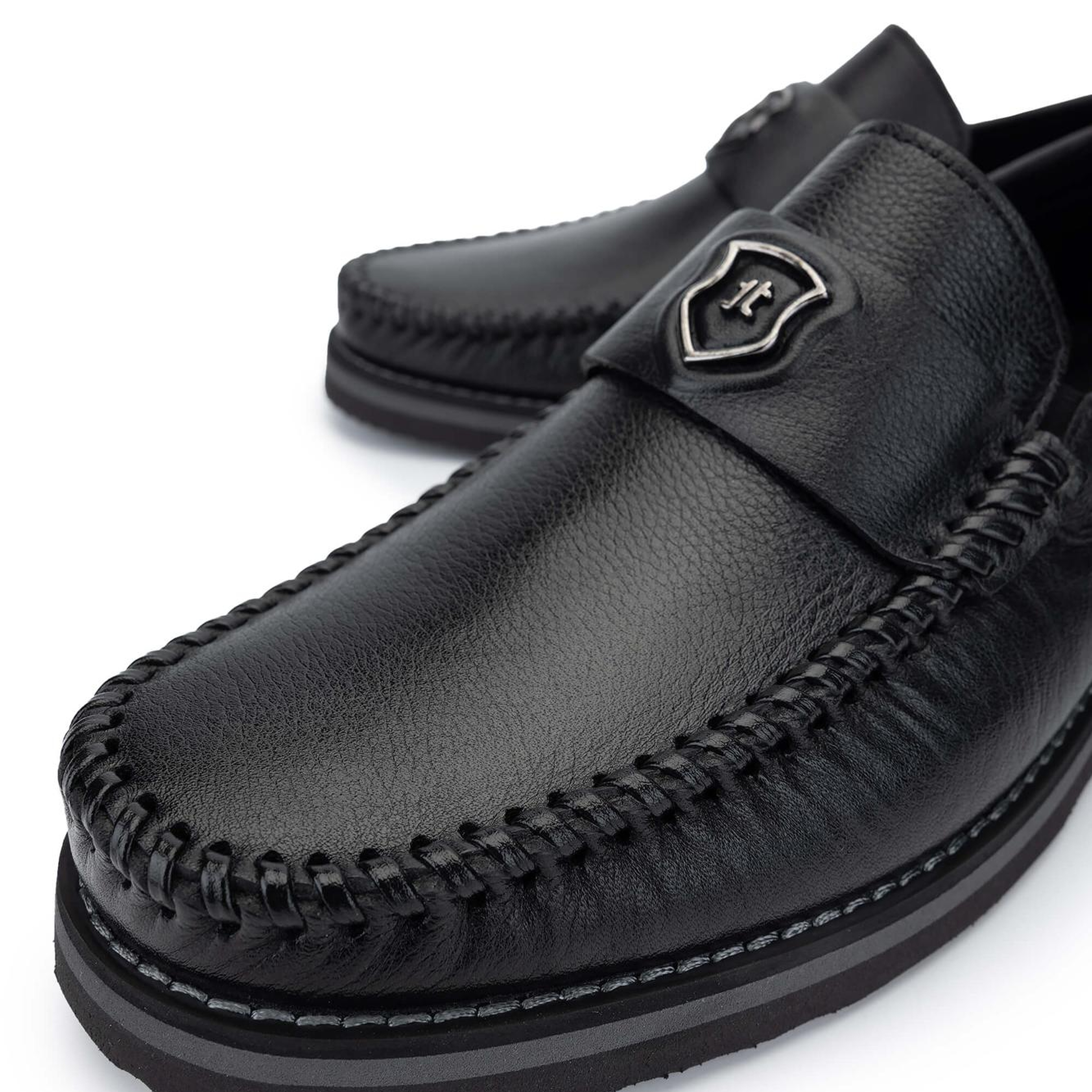 Tamer Tanca Erkek Hakiki Deri Siyah Deri Loafer Ayakkabı