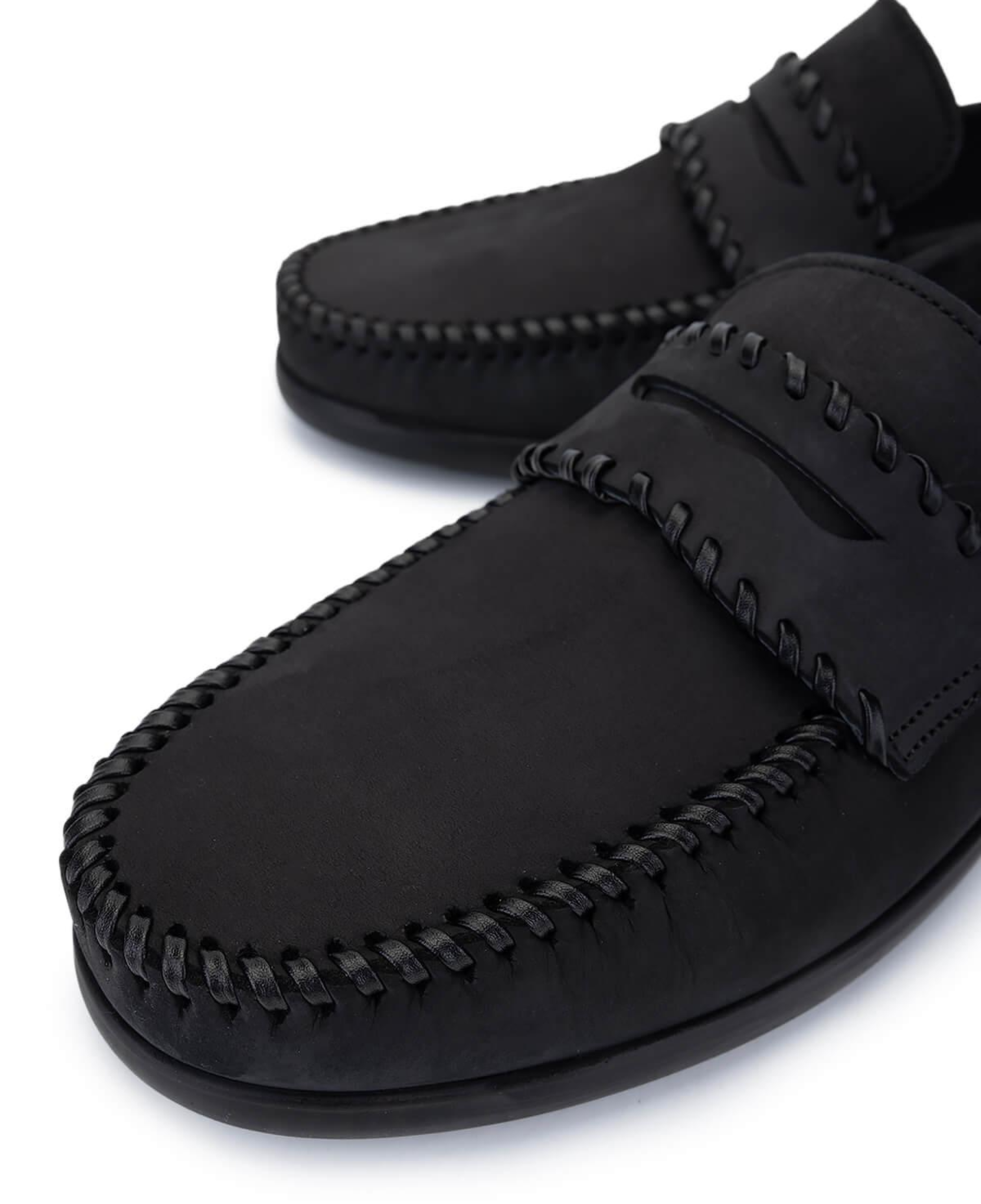 Tamer Tanca Erkek Hakiki Deri Siyah Nubuk Loafer Ayakkabı