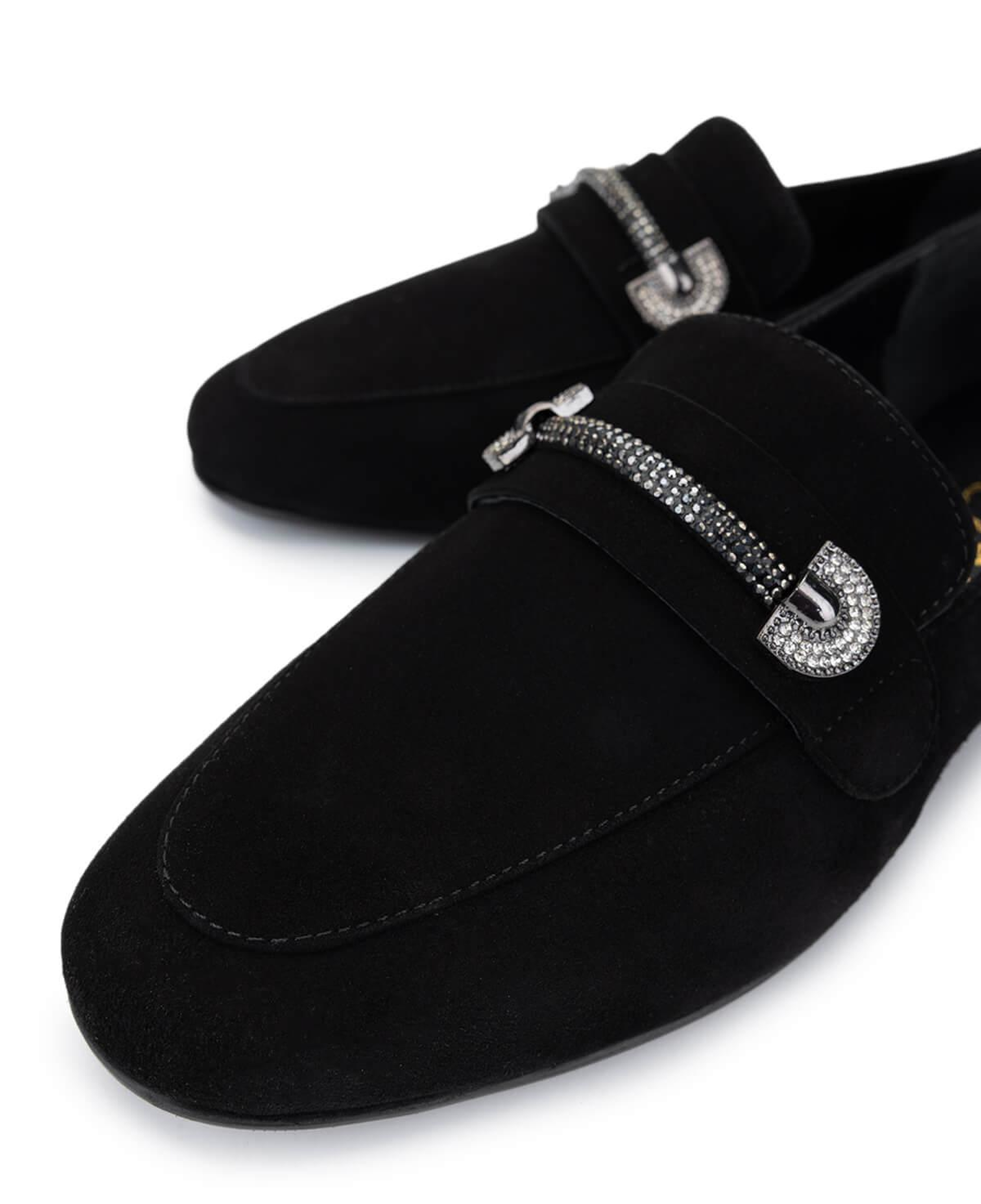 Tamer Tanca Kadın Hakiki Deri Siyah Süet Loafer Ayakkabı
