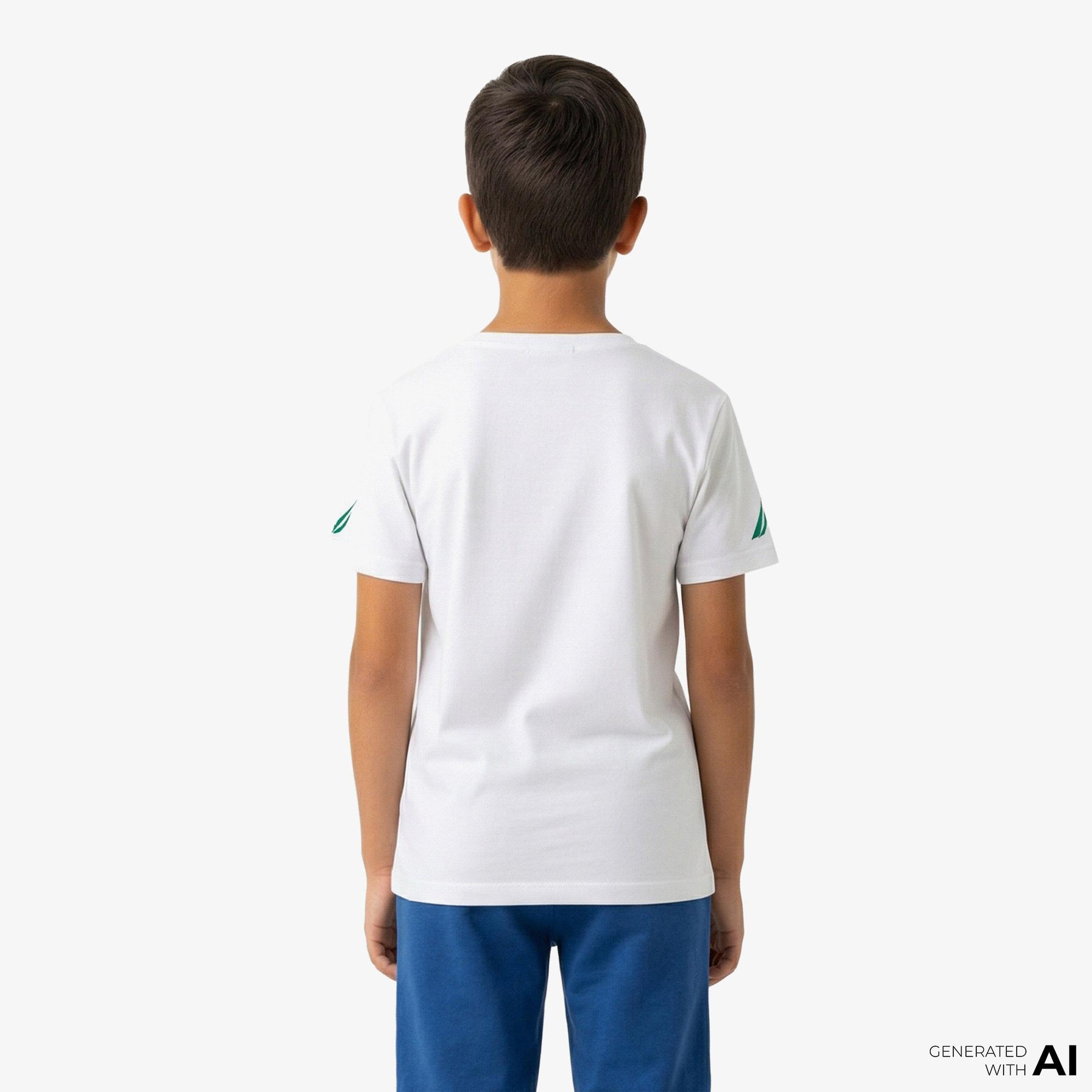 Nautica Erkek Çocuk Beyaz Regular Fit Baskılı T-Shirt
