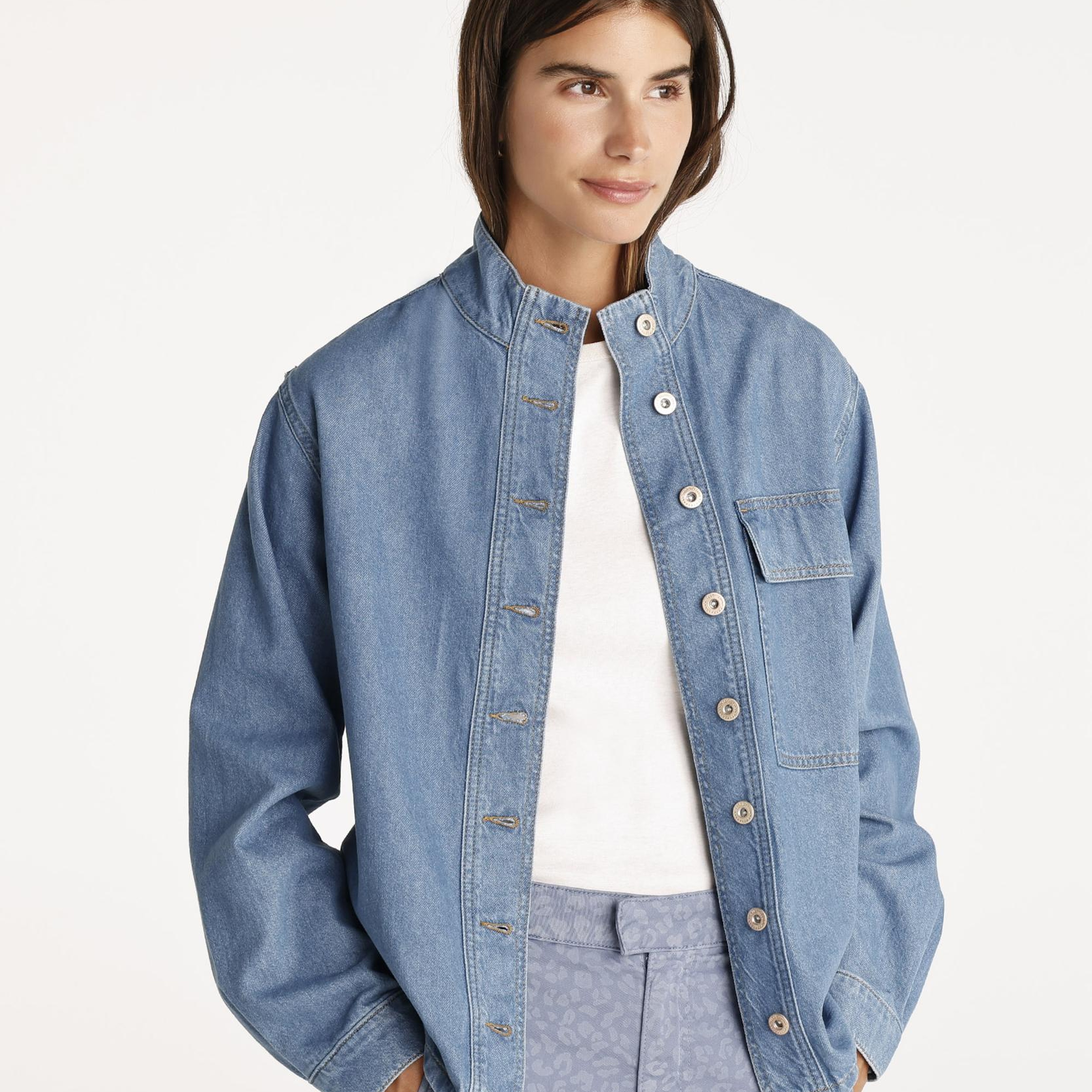 YARGICI Cepli Yüksek Yaka Denim Gömlek