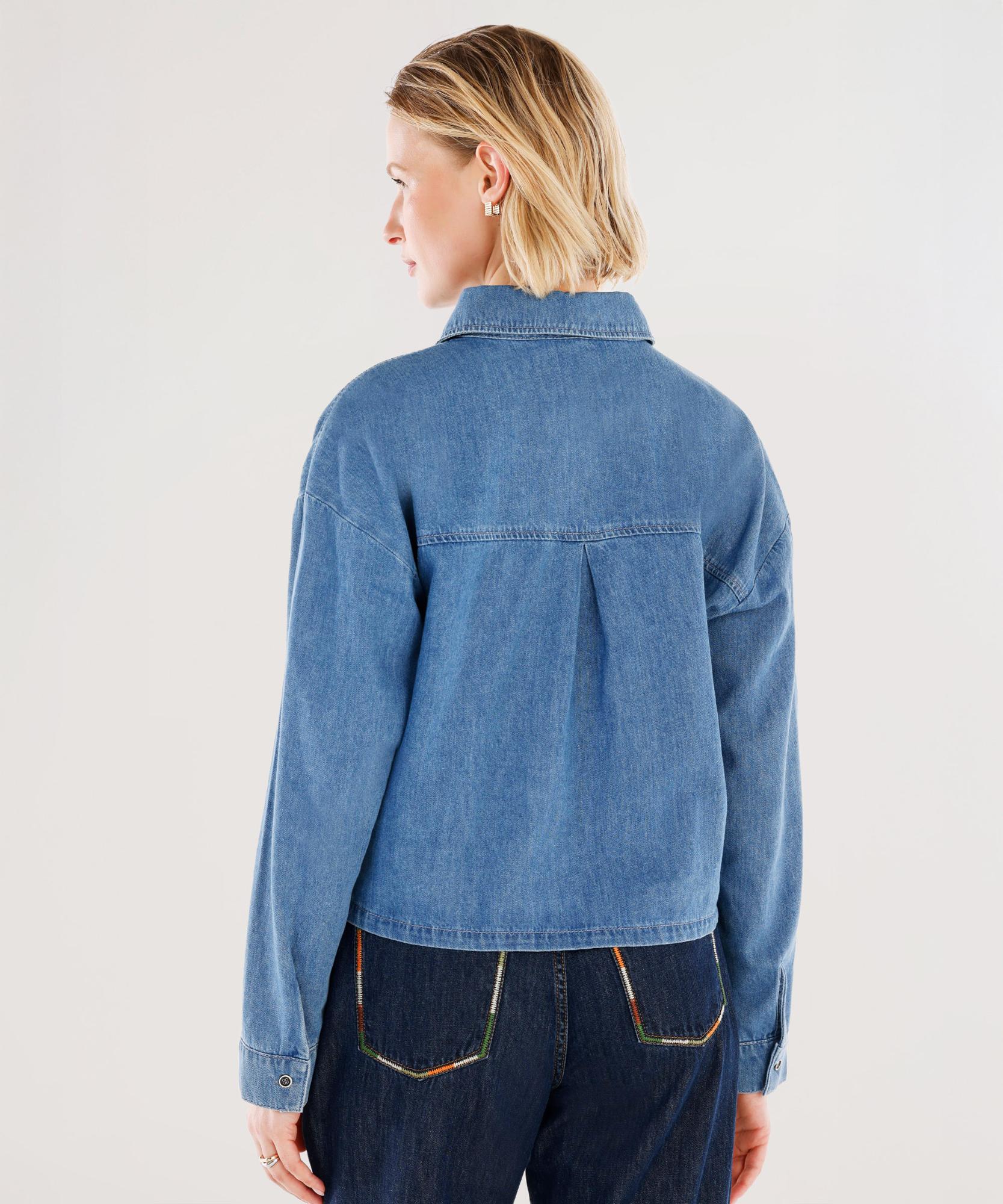 YARGICI Nakışlı Detaylı Uzun Kollu Denim Gömlek