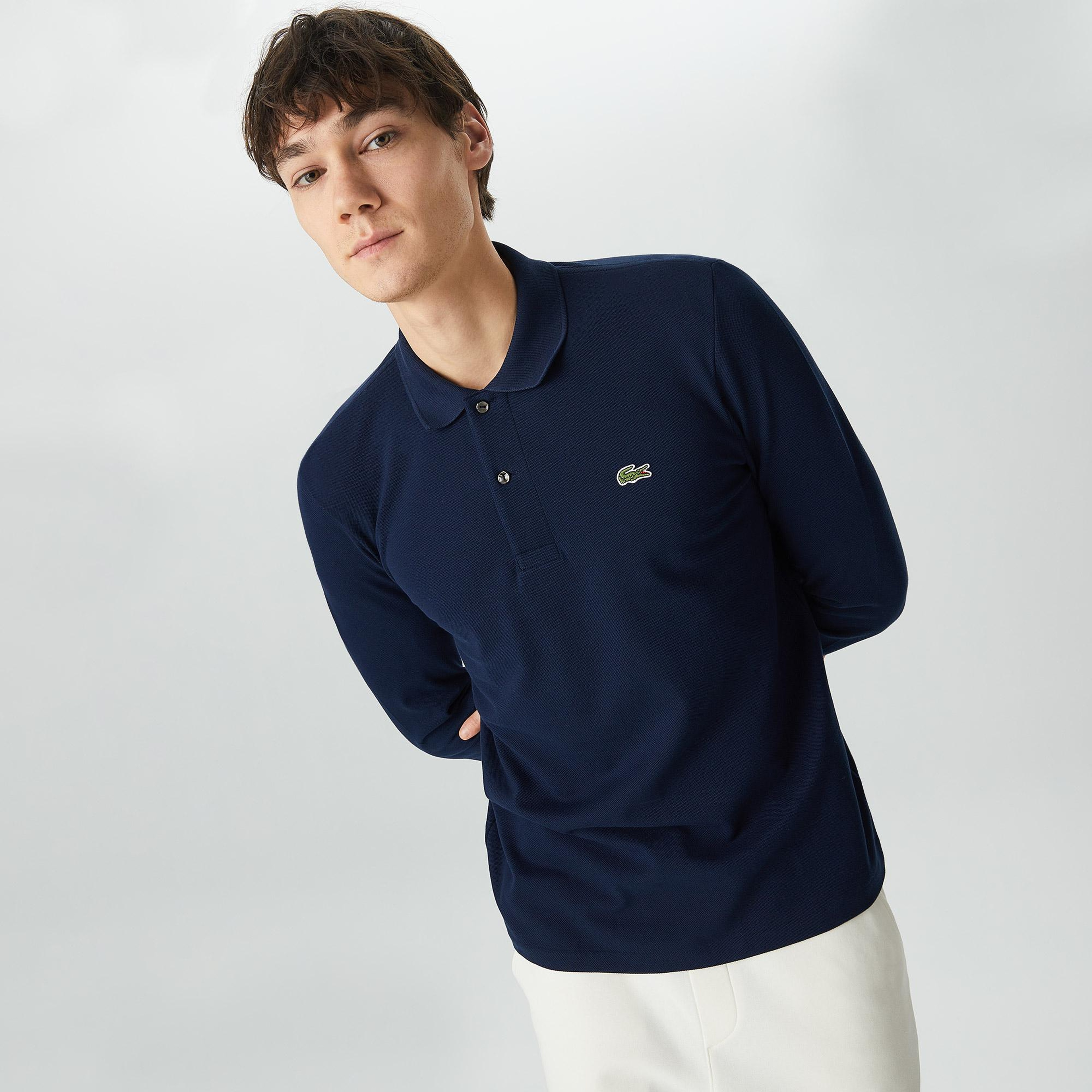 L.12.12 Erkek Classic Fit Uzun Kollu Lacivert Polo