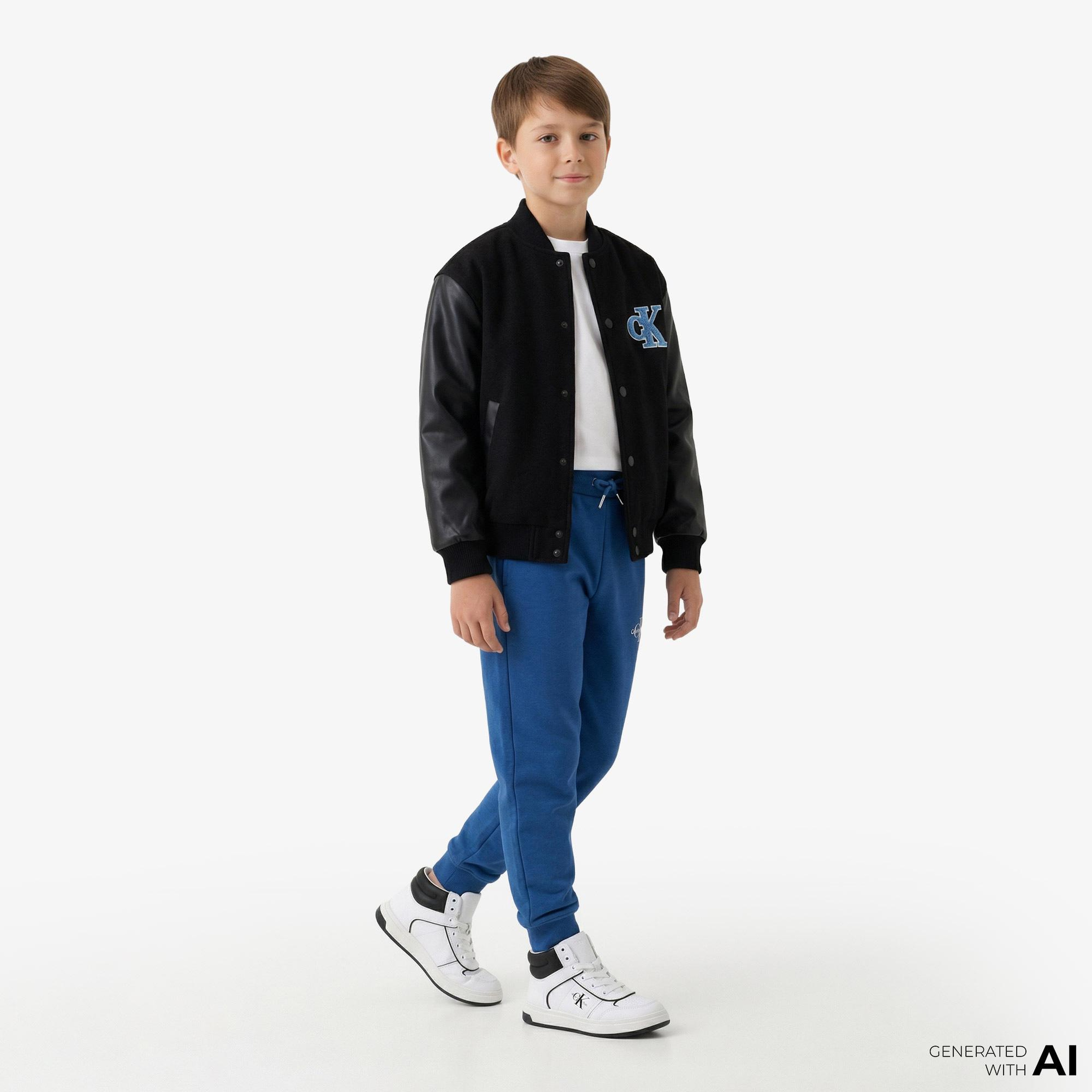 Calvin Klein Monogram Logo Çocuk Mavi Eşofman Altı