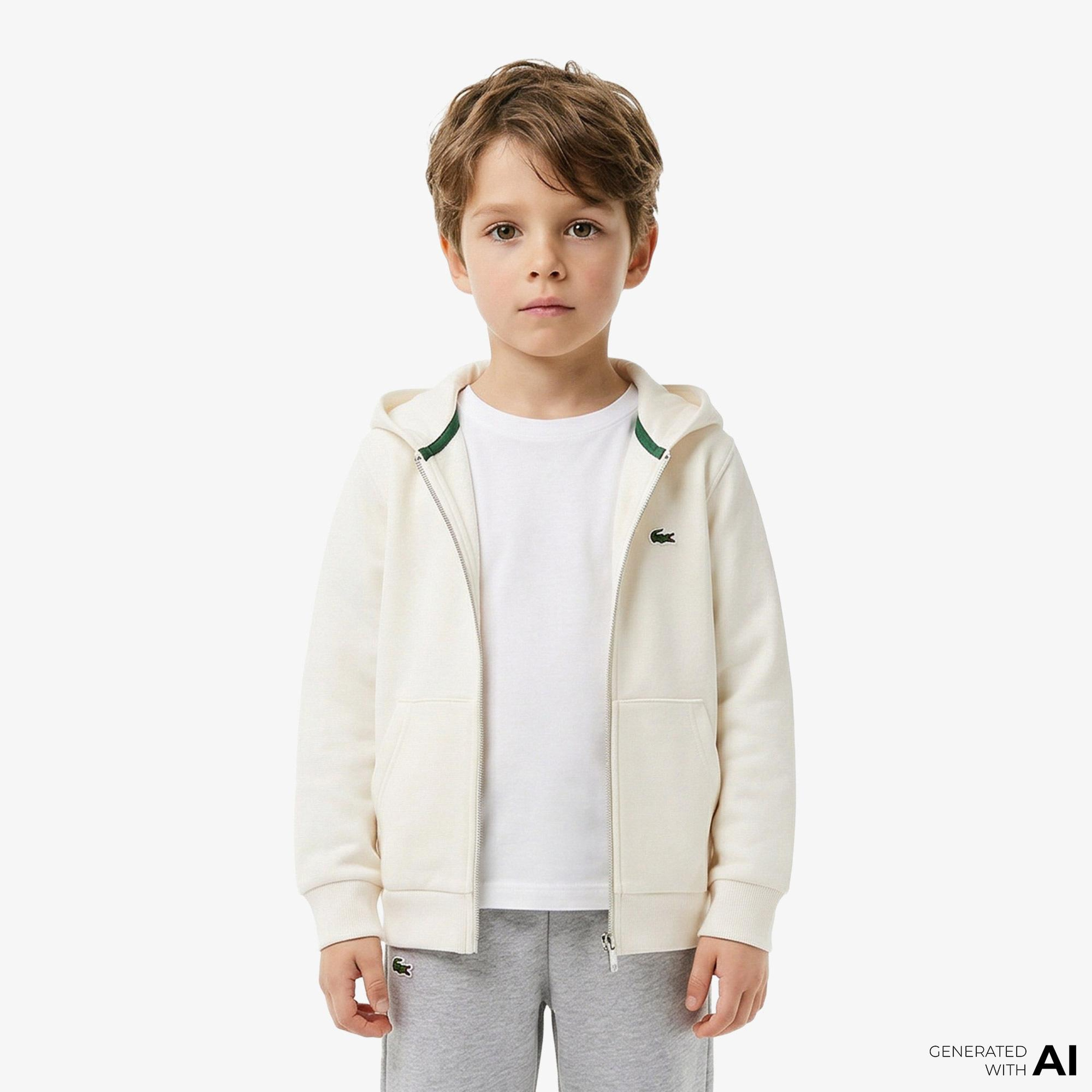 Lacoste Çocuk Kapüşonlu Krem Sweatshirt