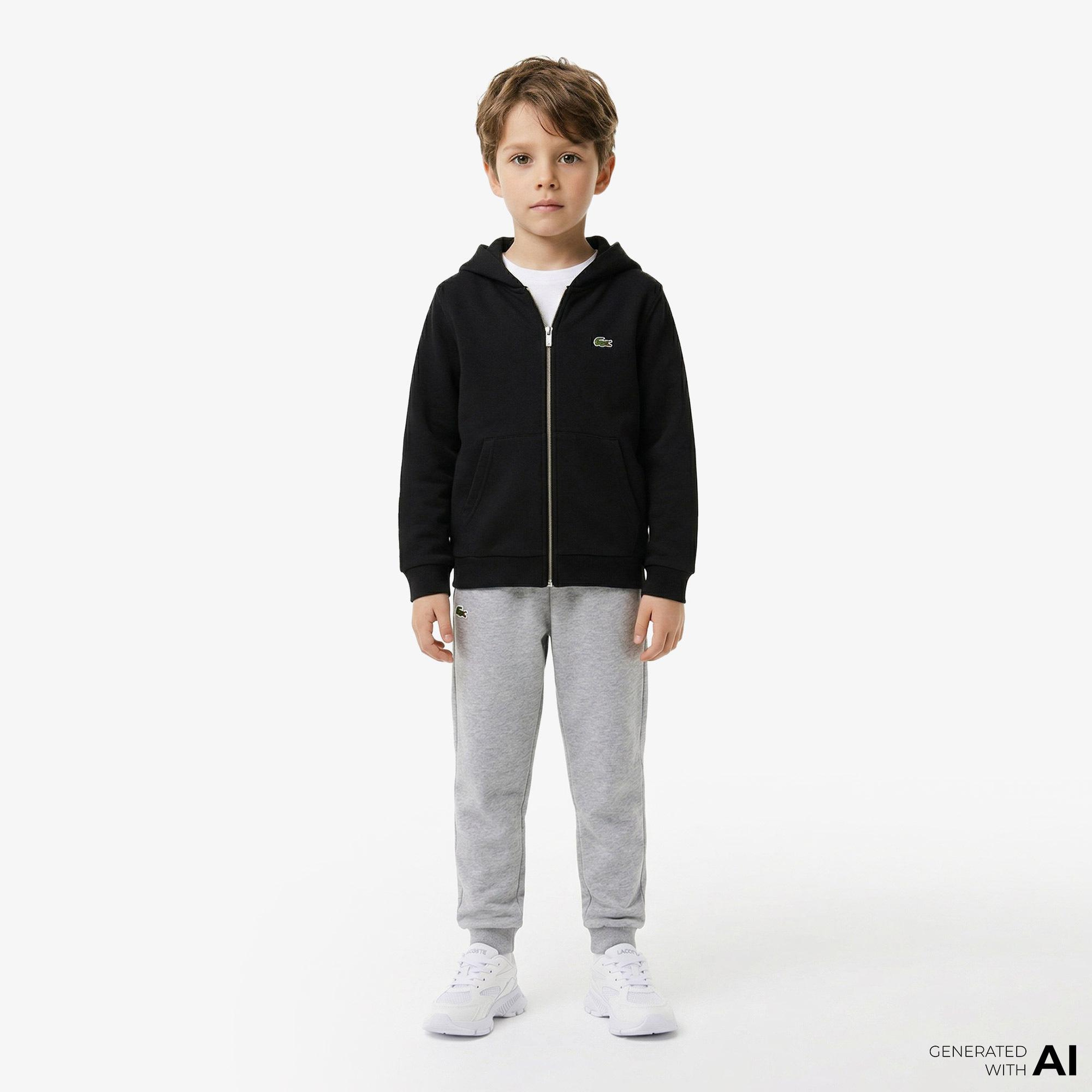 Lacoste Çocuk Kapüşonlu Siyah Sweatshirt