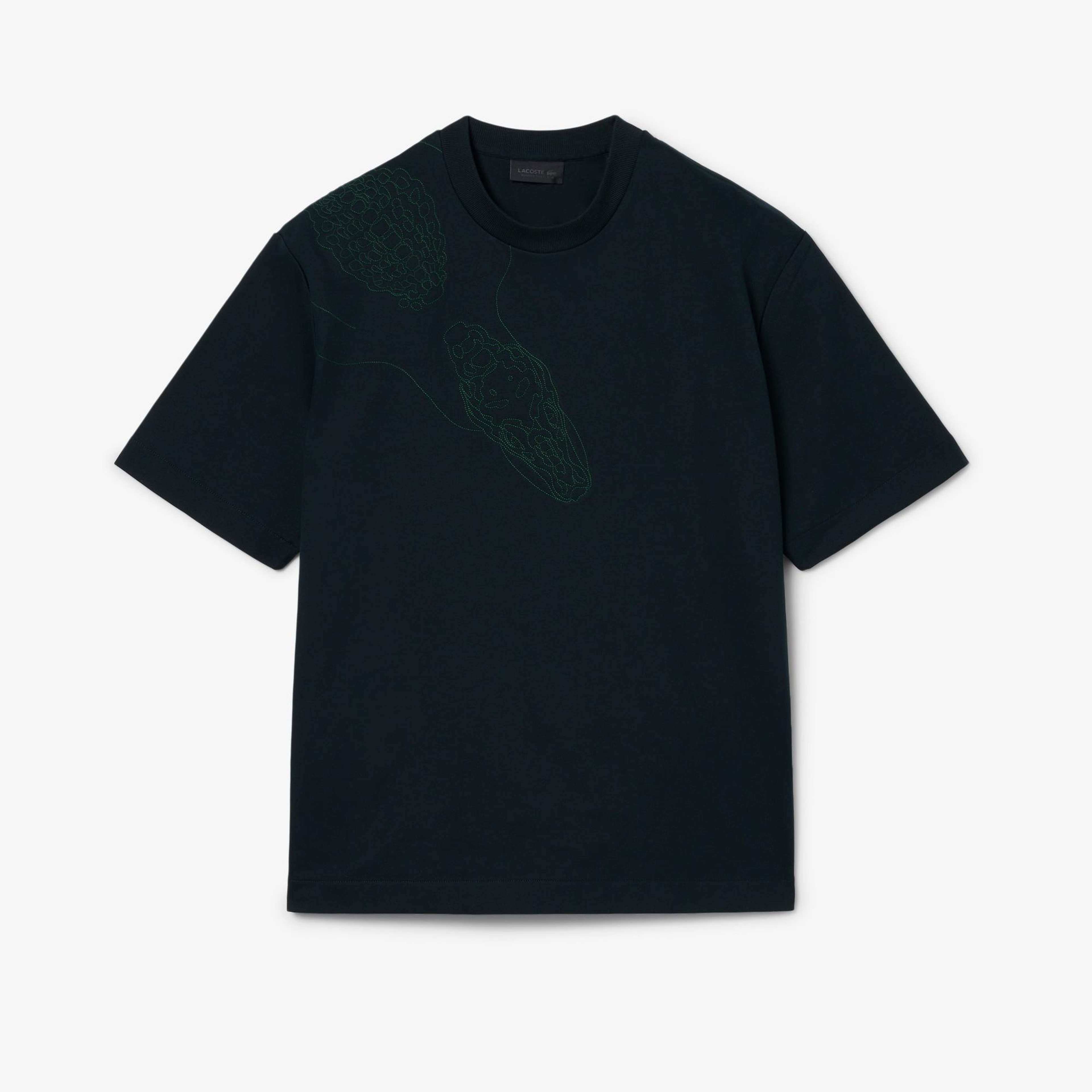FW25 RUNWAY Erkek Relaxed Fit Bisiklet Yaka Baskılı Koyu Yeşil T-Shirt