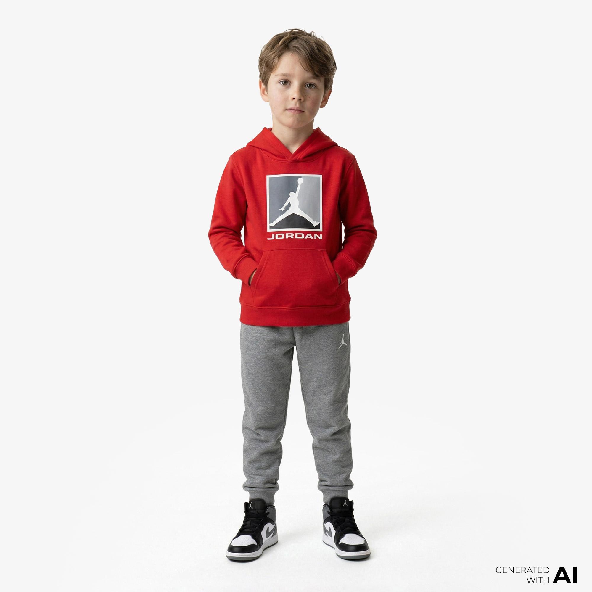 Jordan Baseline Çocuk Kırmızı Kapüşonlu Sweatshirt