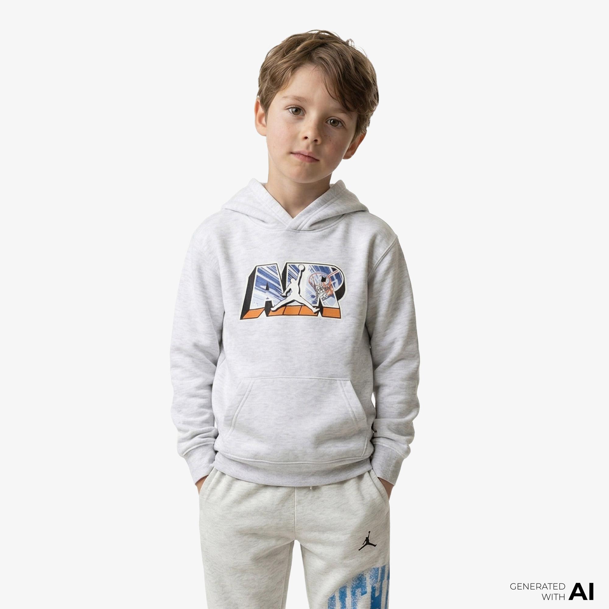 Jordan Air Postcard Pullover Çocuk Gri Sweatshirt