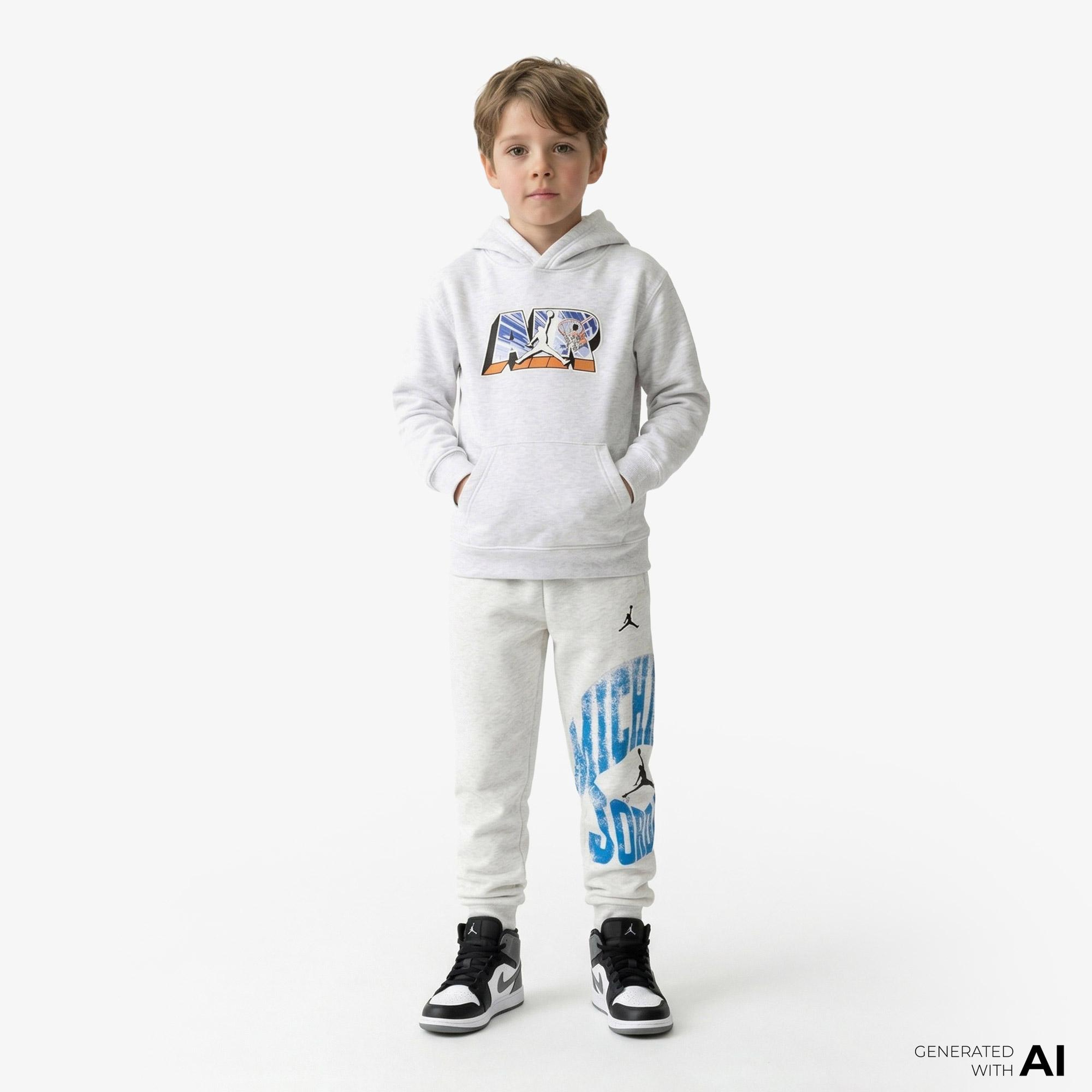 Jordan Air Postcard Pullover Çocuk Gri Sweatshirt