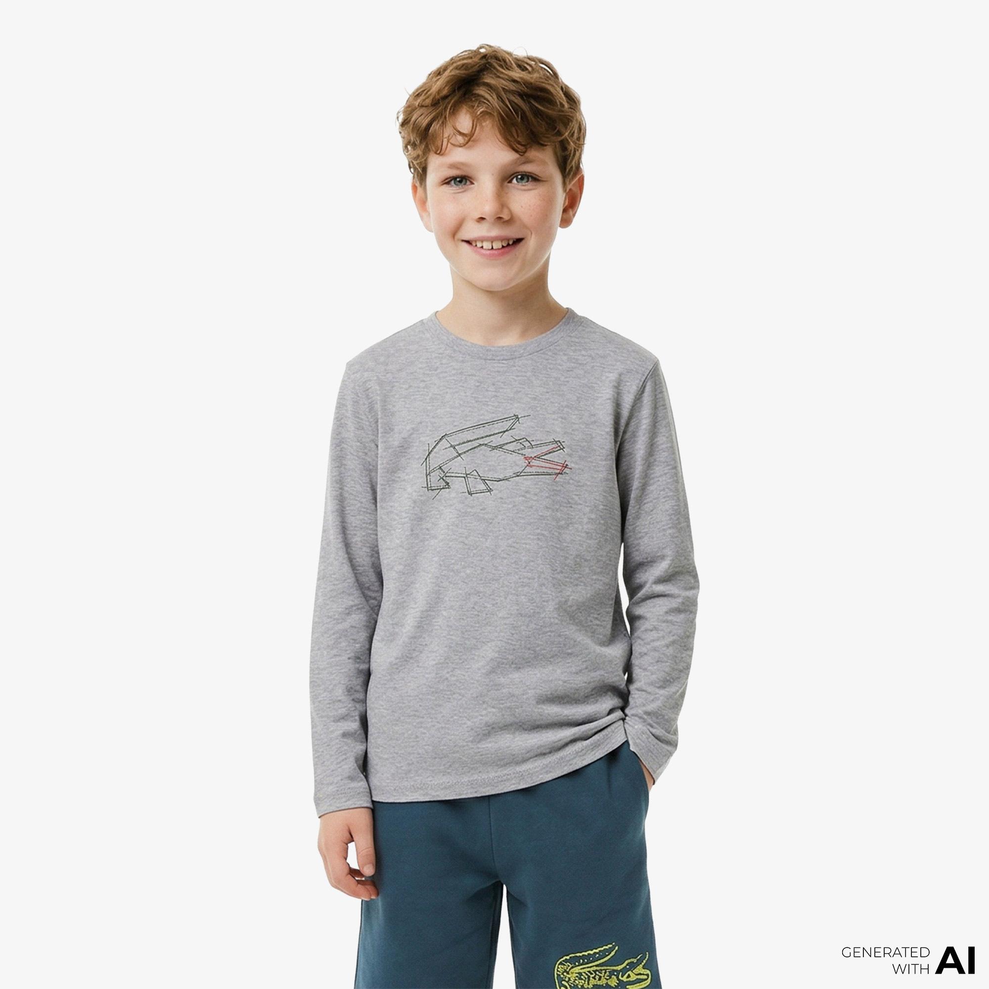 Erkek Çocuk Baskılı Gri T-Shirt