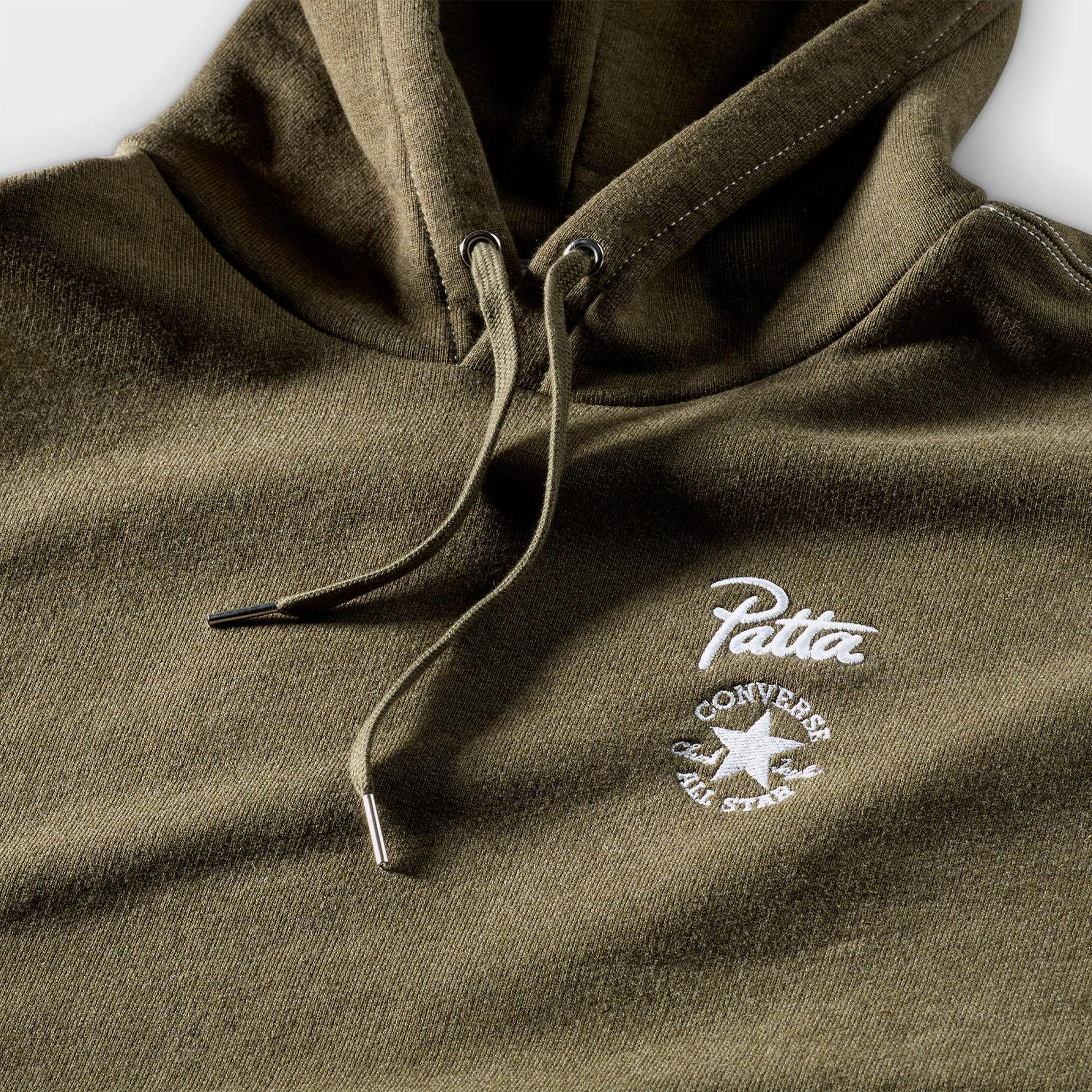 Converse Patta Nakışlı Unisex Haki Hoodie