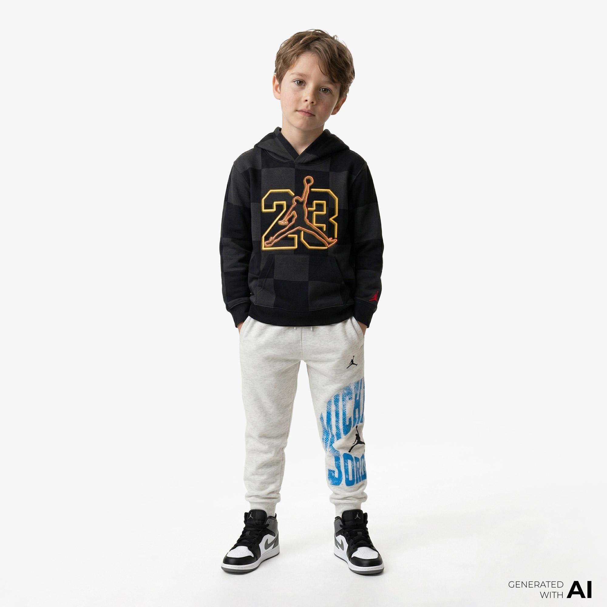 Jordan Deep Dish Çocuk Siyah Kapüşonlu Sweatshirt
