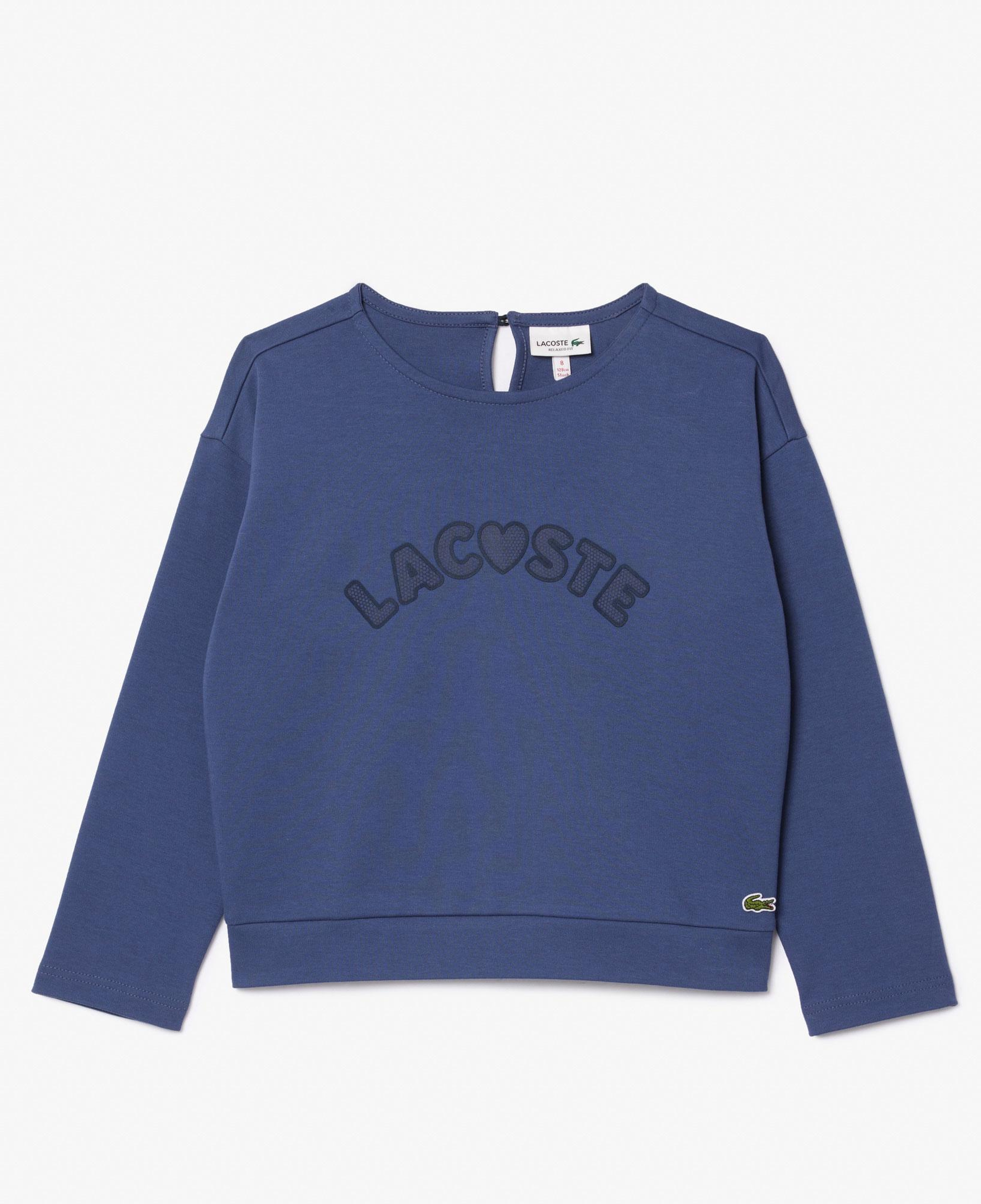 Lacoste Kız Çocuk Uzun Kollu Bisiklet Yaka Baskılı Mor T-Shirt