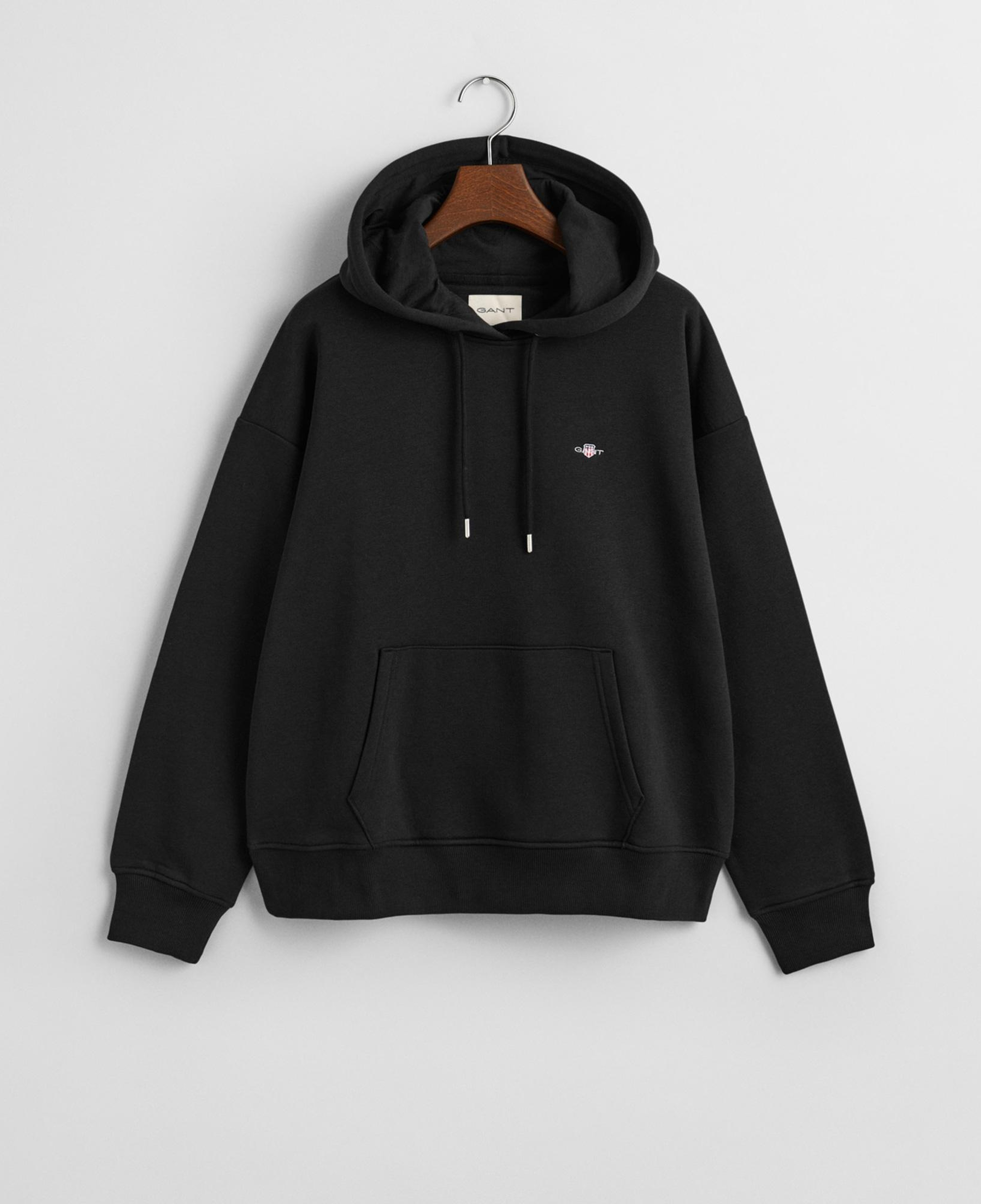GANT Kadın Siyah Relaxed Fit Kapüşonlu Sweatshirt