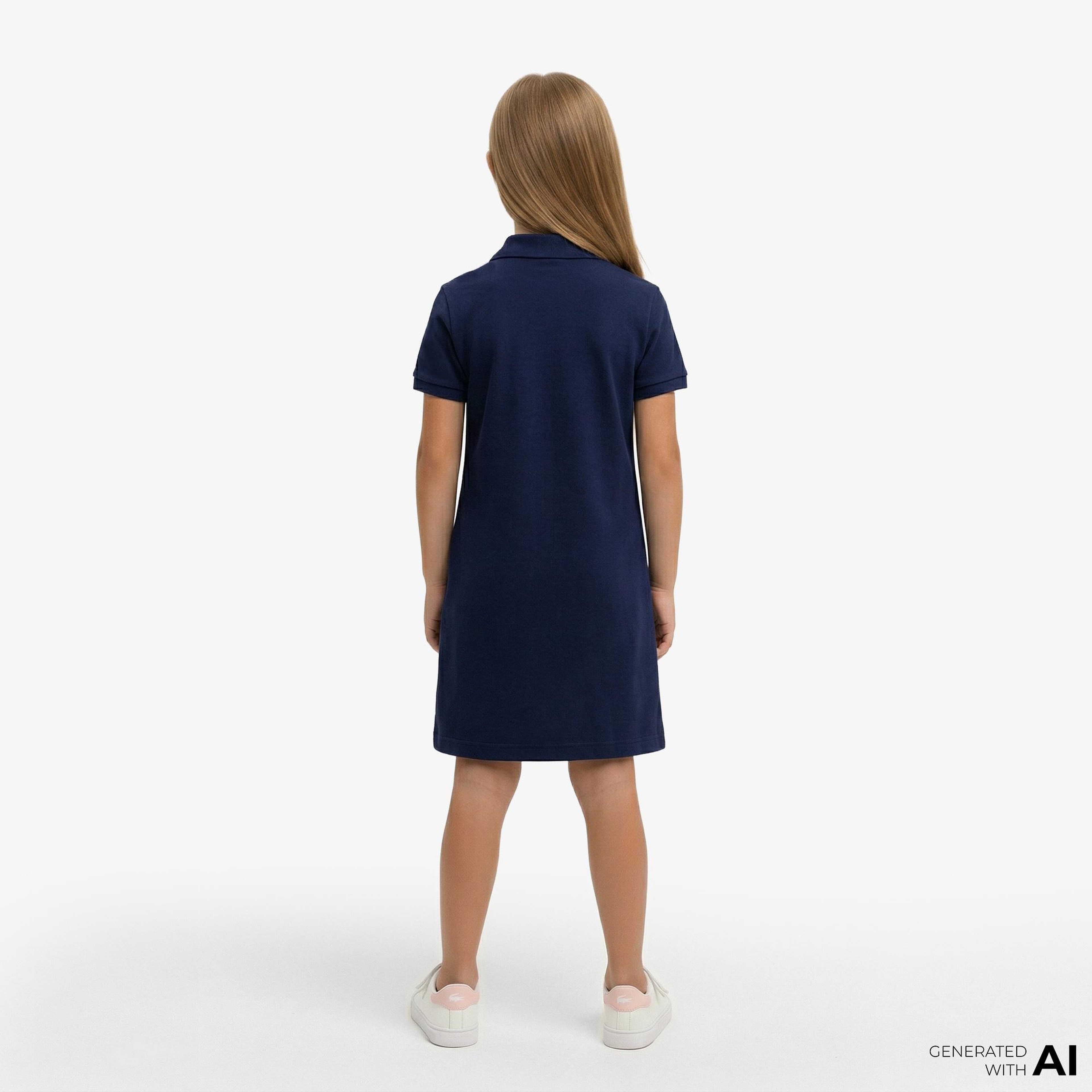 Lacoste Kız Çocuk Kısa Kollu Polo Yaka Lacivert Elbise