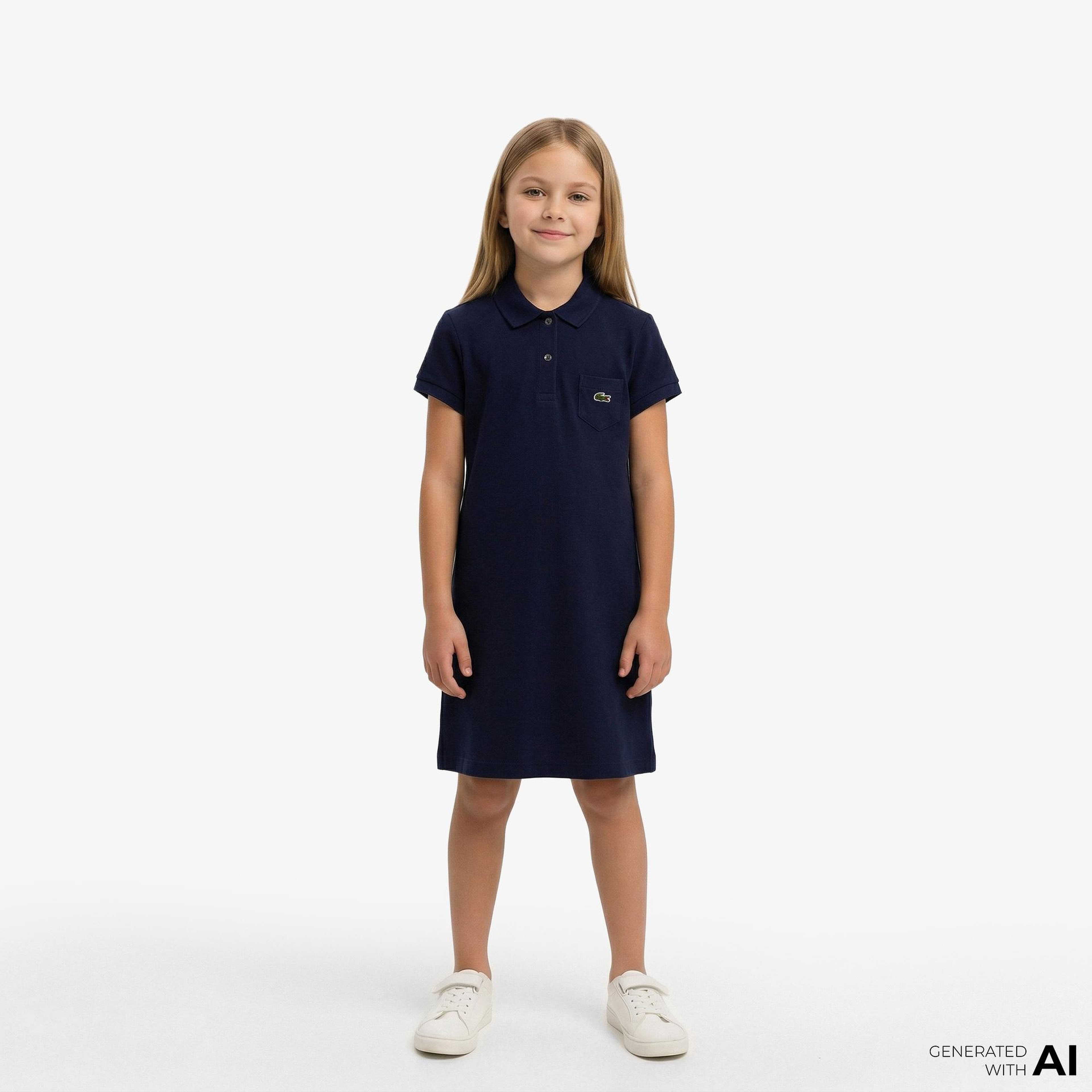 Lacoste Kız Çocuk Kısa Kollu Polo Yaka Lacivert Elbise