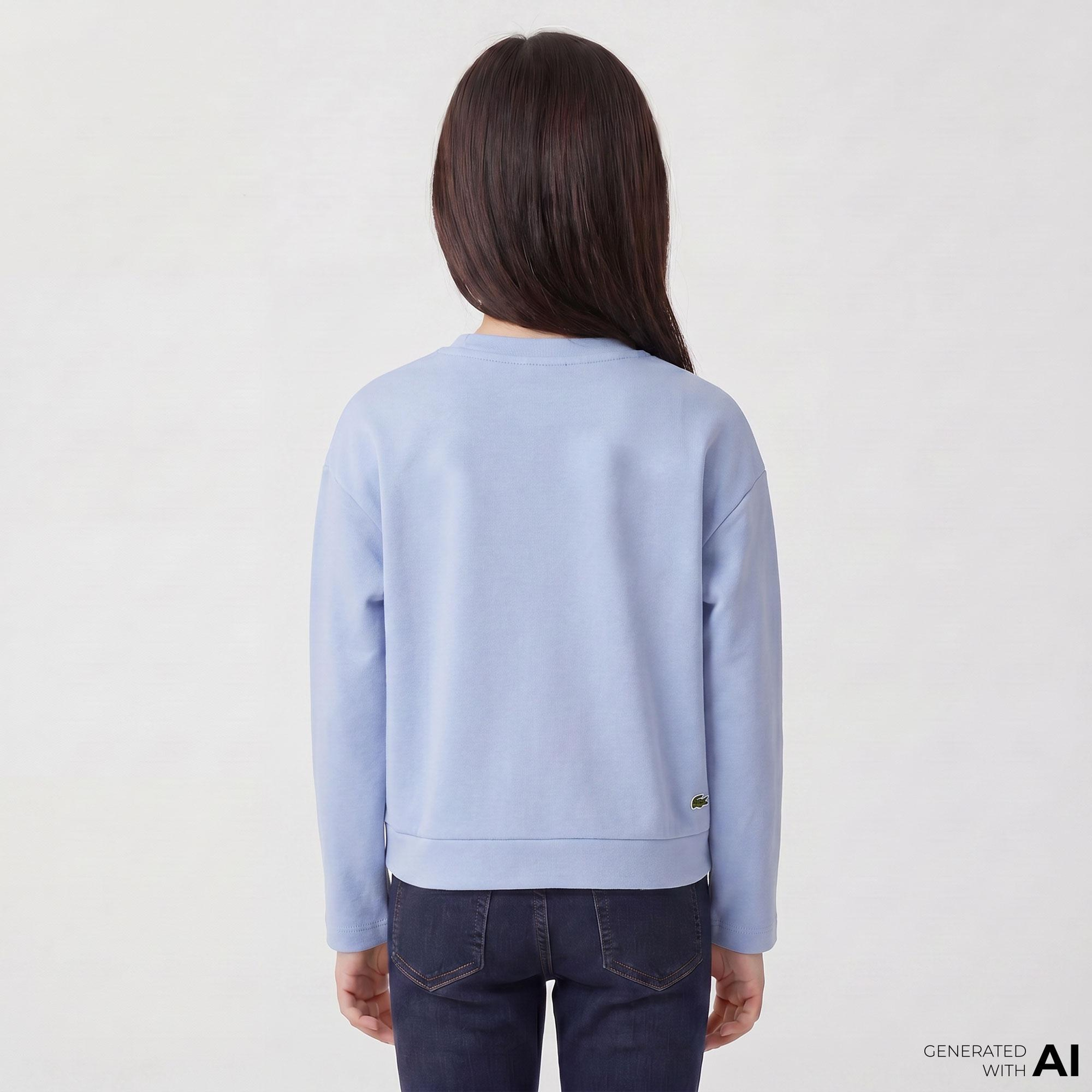 Lacoste Çocuk Uzun Kollu Bisiklet Yaka Baskılı Mavi T-Shirt