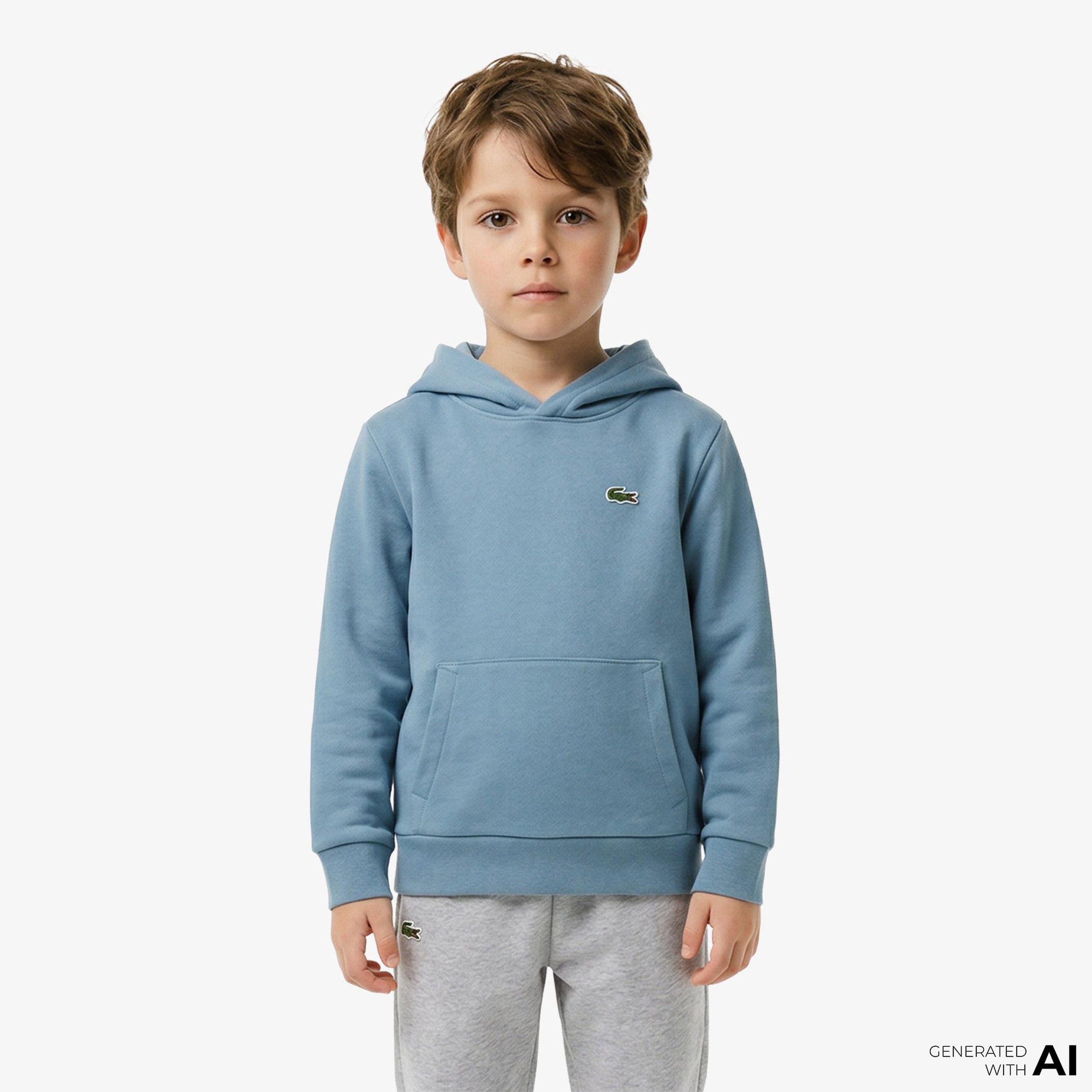 Çocuk Kapüşonlu Baskılı Mavi Sweatshirt