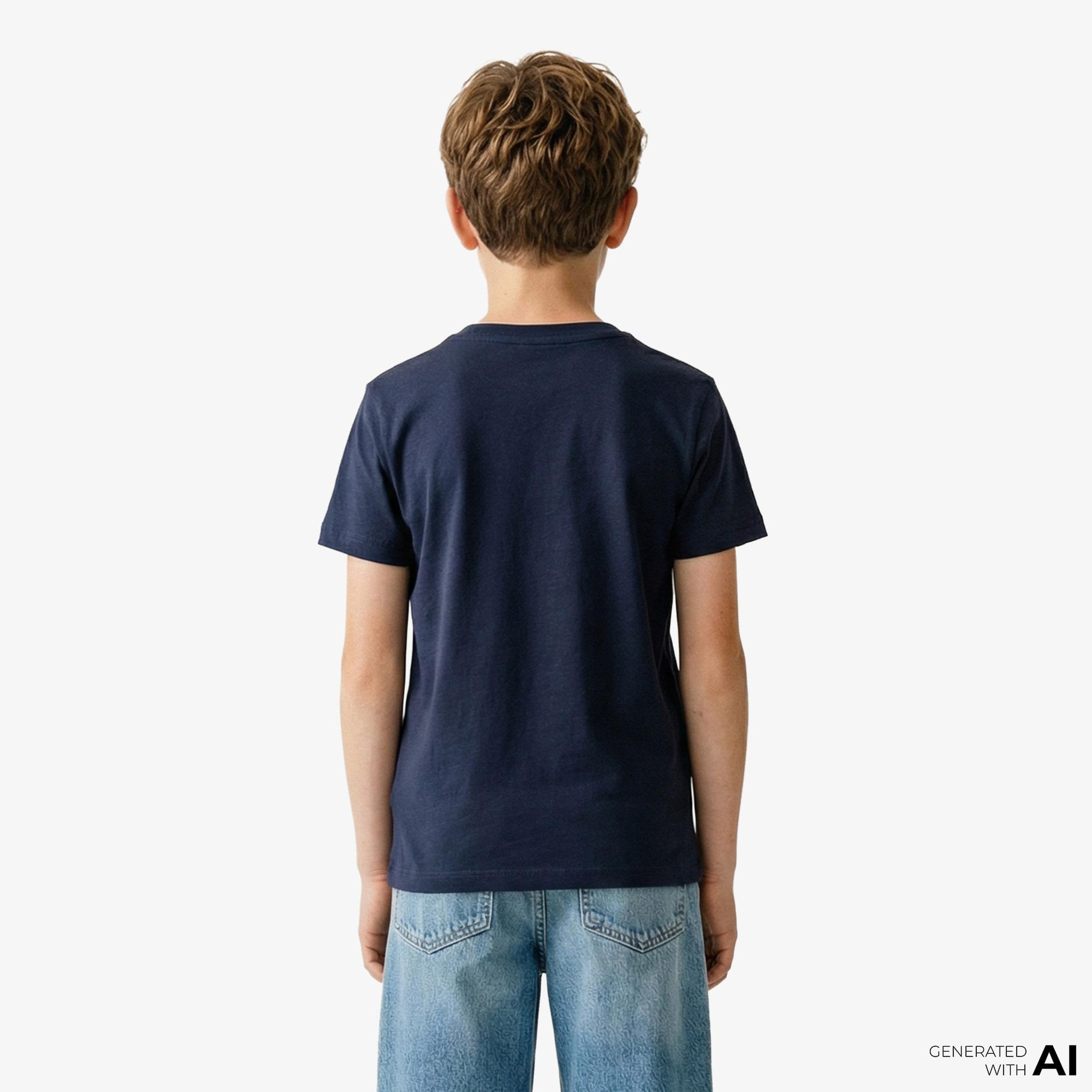 Tommy Hilfiger Curved Graphic Çocuk Lacivert T-Shirt