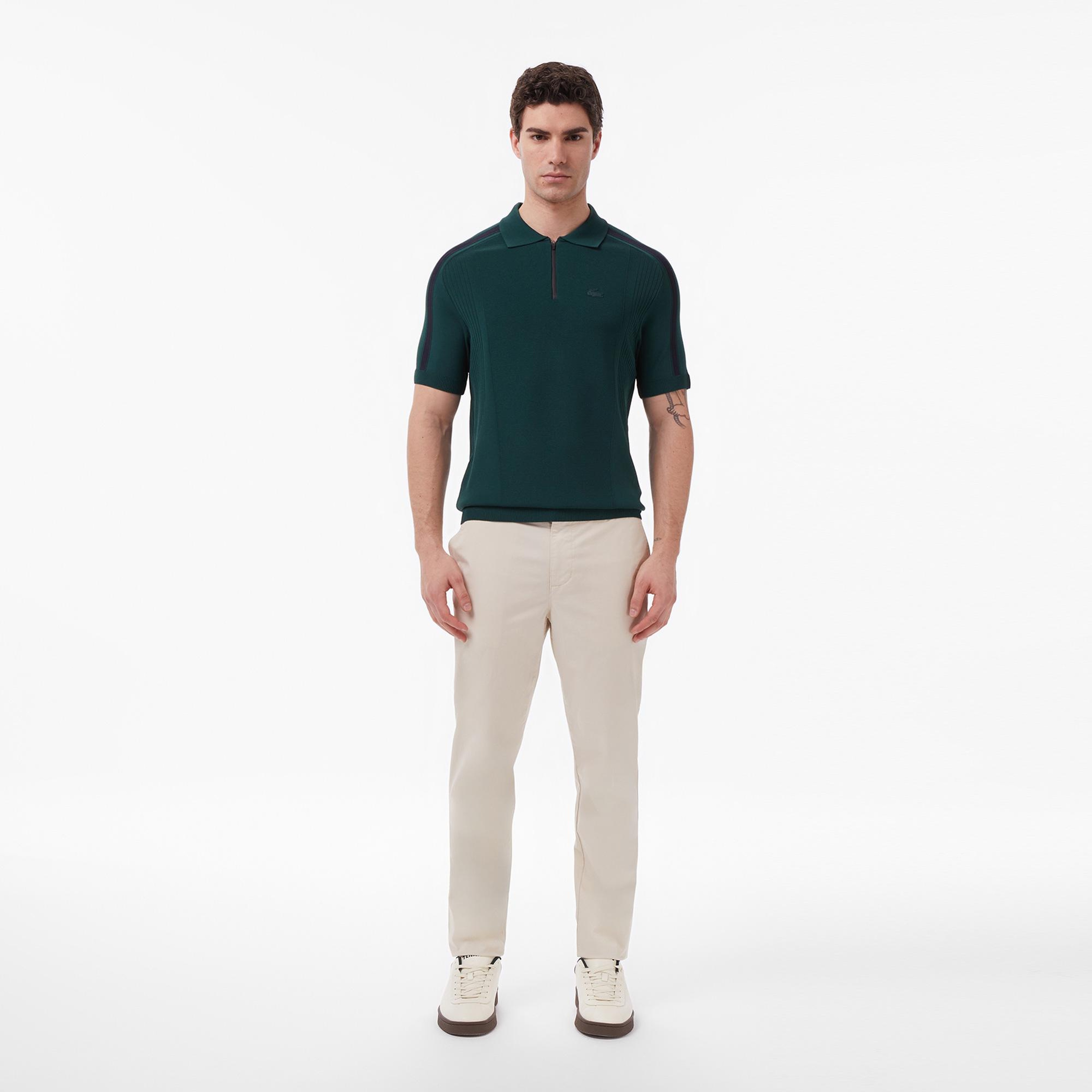Erkek Classic Fit Kısa Kollu Polo Yaka Koyu Yeşil Triko
