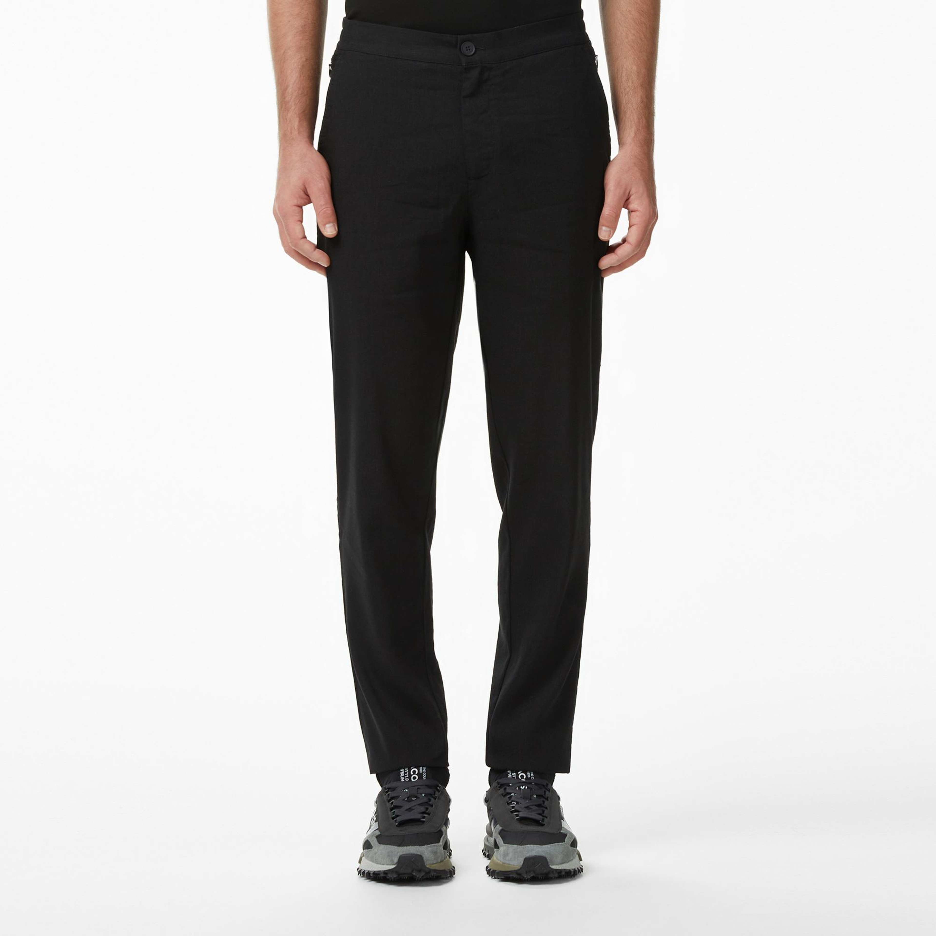 Erkek Tapered Fit Siyah Chino Pantolon