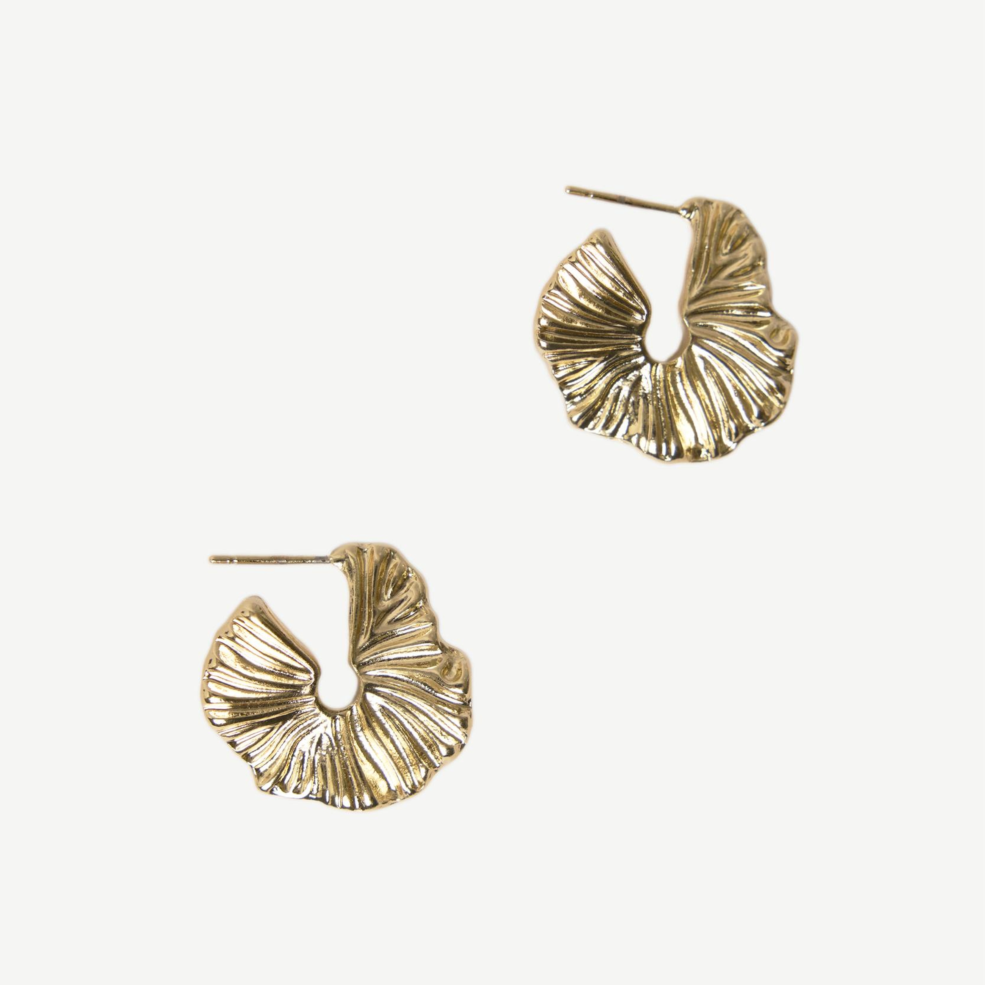 YARGICI Kabartma Dokulu Gold Küpe