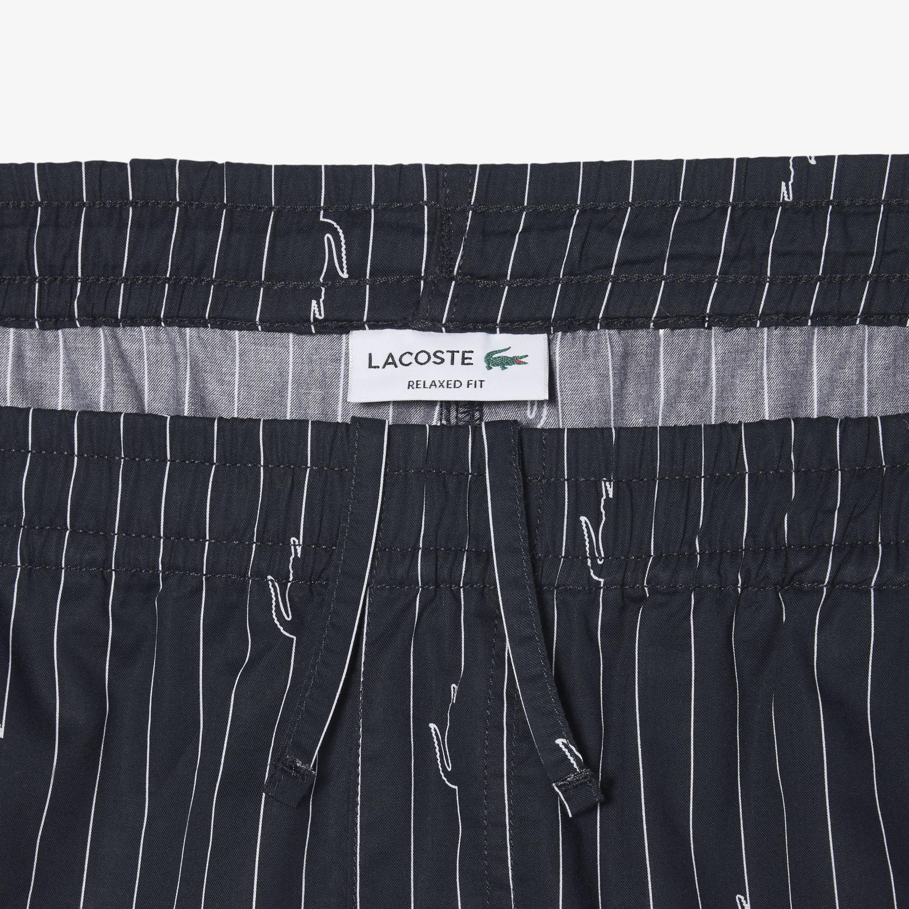 Lacoste Erkek Relaxed Fit Çizgili Siyah Şort