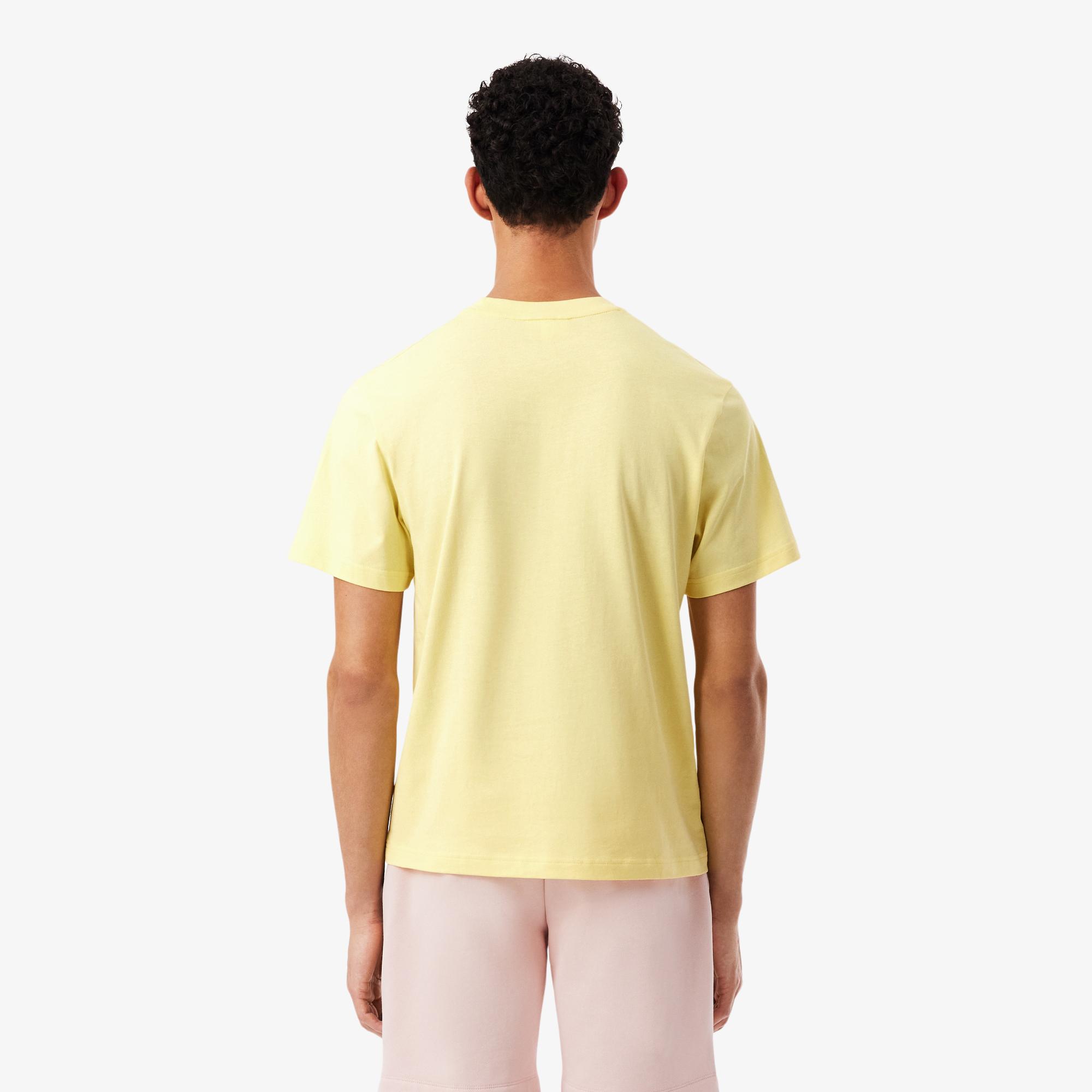 Erkek Classic Fit Bisiklet Yaka Sarı T-Shirt